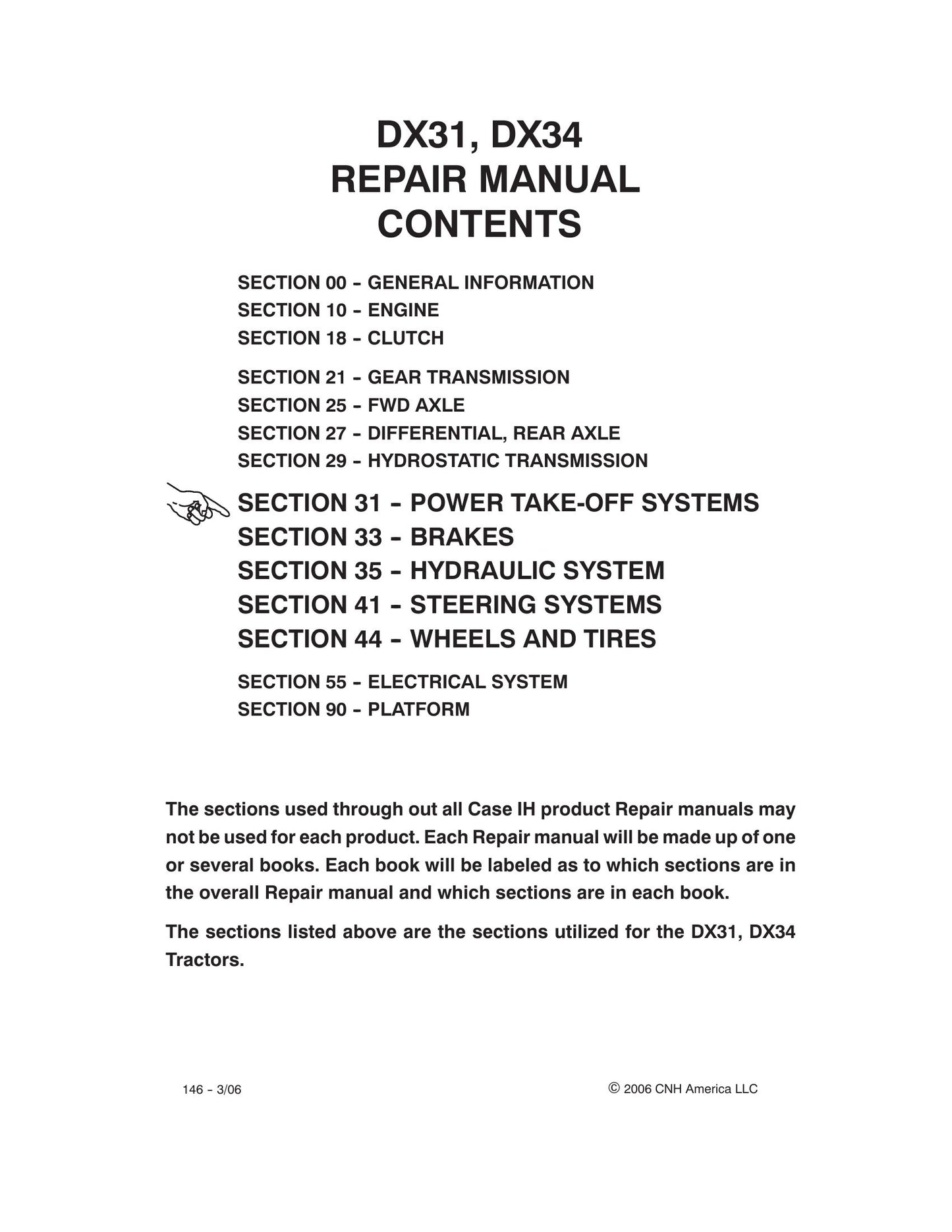CASE IH DX31 DX34 Tractor Factory Workshop Repair Manual 87535064