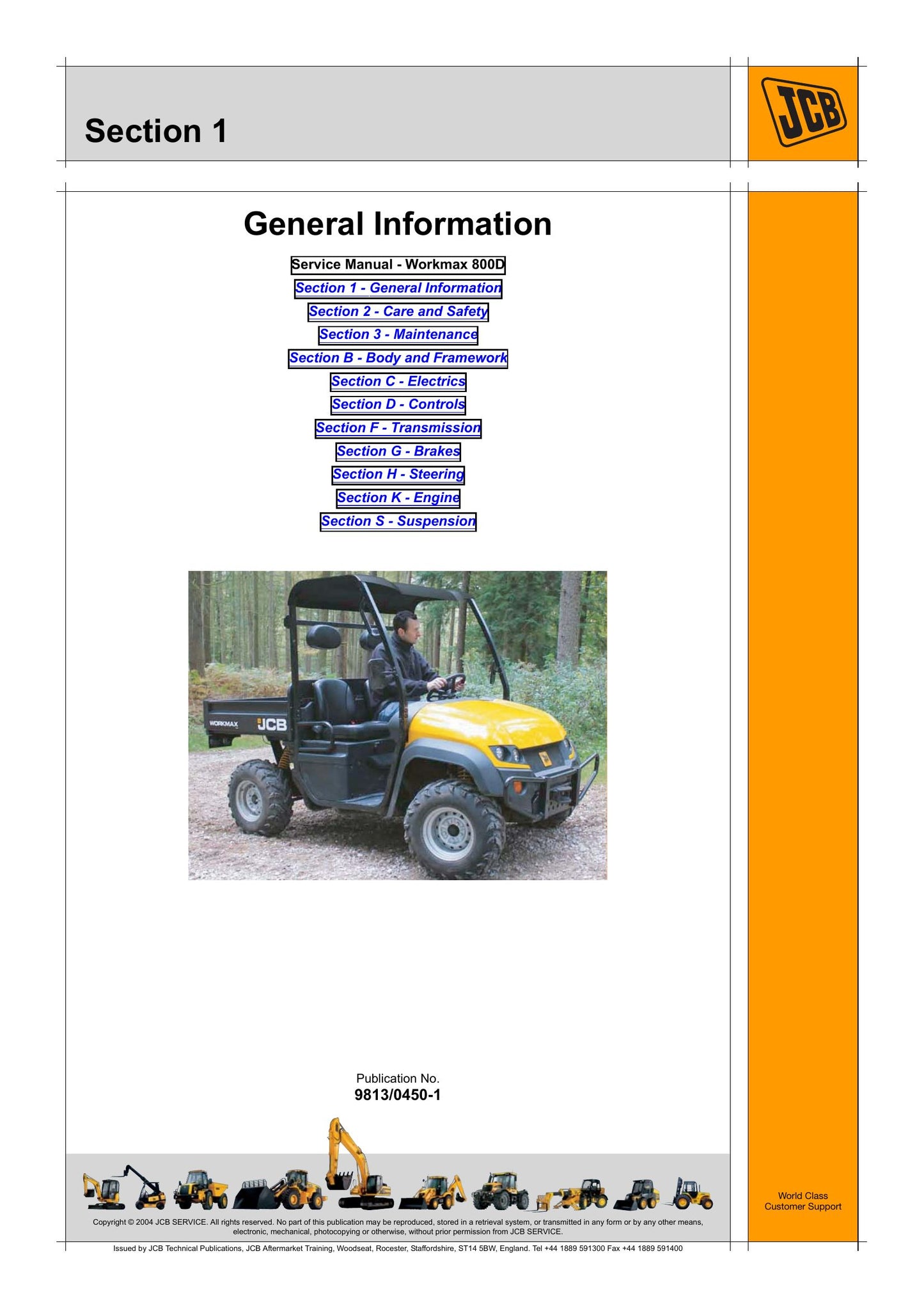JCB Workmax 800D Utility Vehicle Factory Workshop Service Manual 9813/0450-1