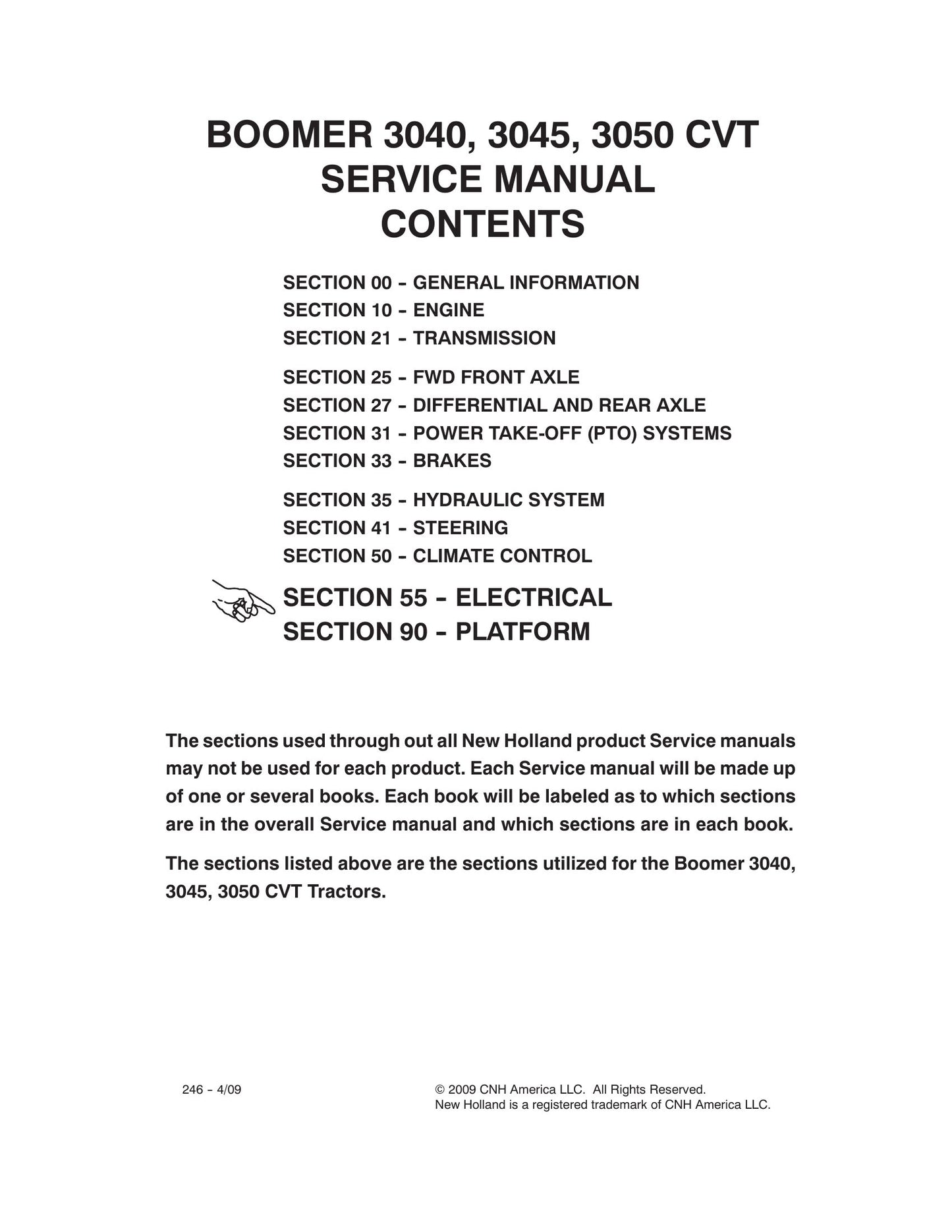 New Holland Boomer 3040 3045 3050 Tractor Factory Workshop Service Manual