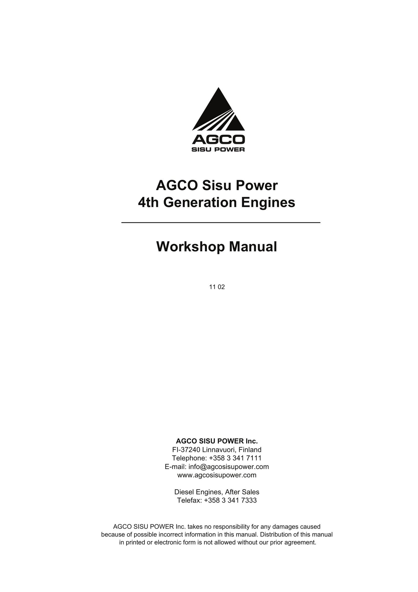 AGCO Sisu Power 4th Generation Engines Workshop Manual 9806-4100