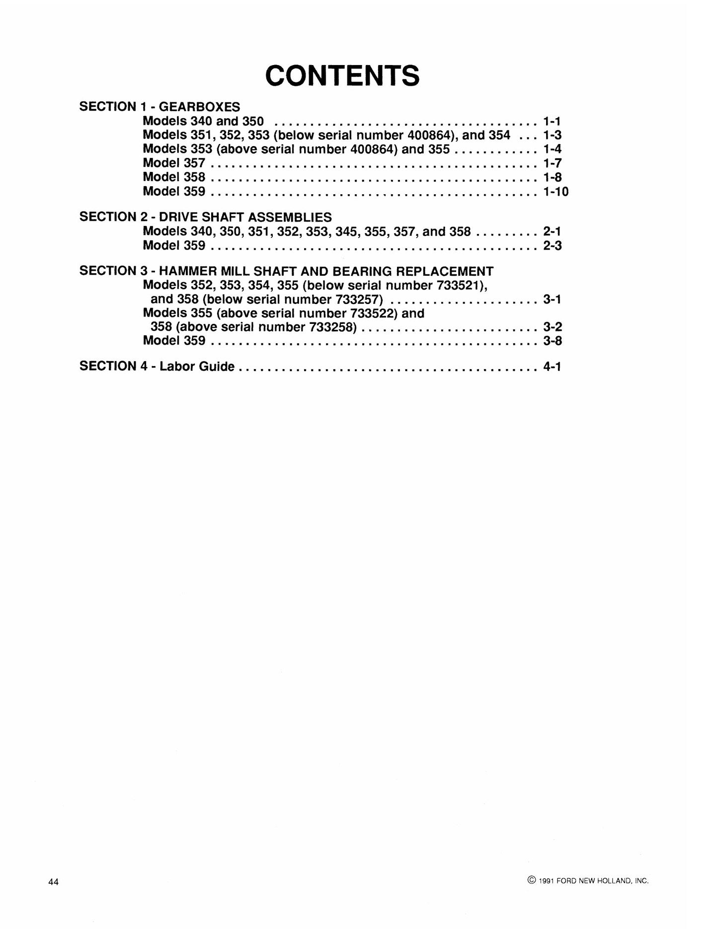 New Holland 340 350 351 352 353 354 355 357 358 359 Grinder-Mixers Factory Workshop Service Manual