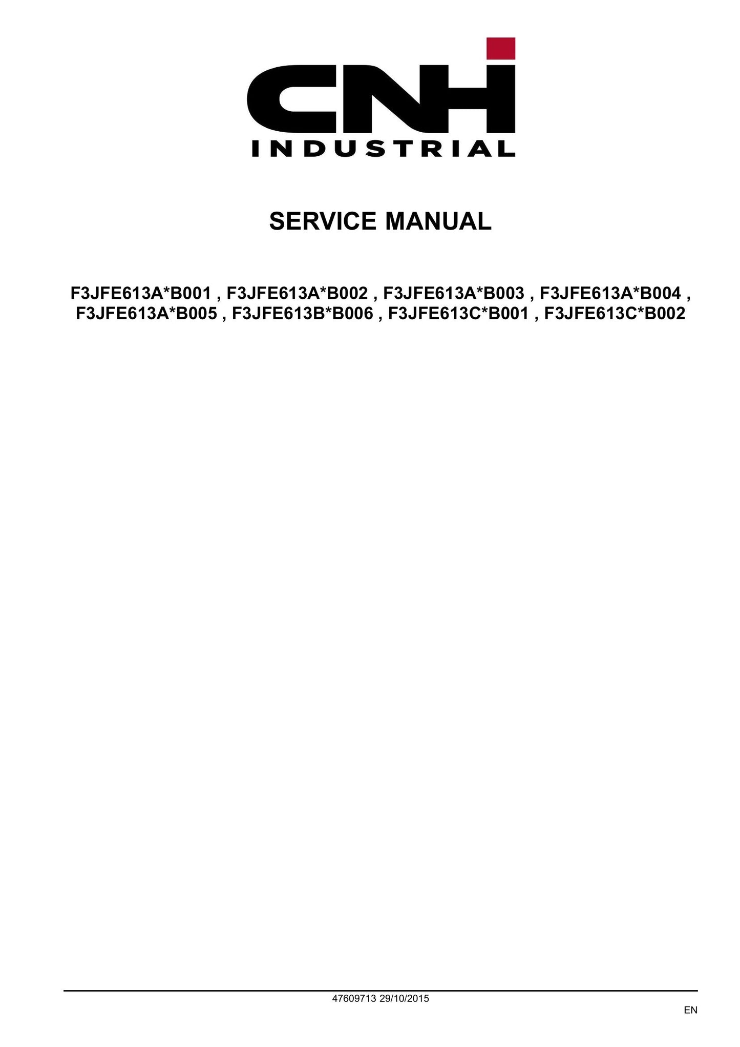 CNH Industrial Cursor 16 SST Engine Factory Workshop Service Manual 47609713