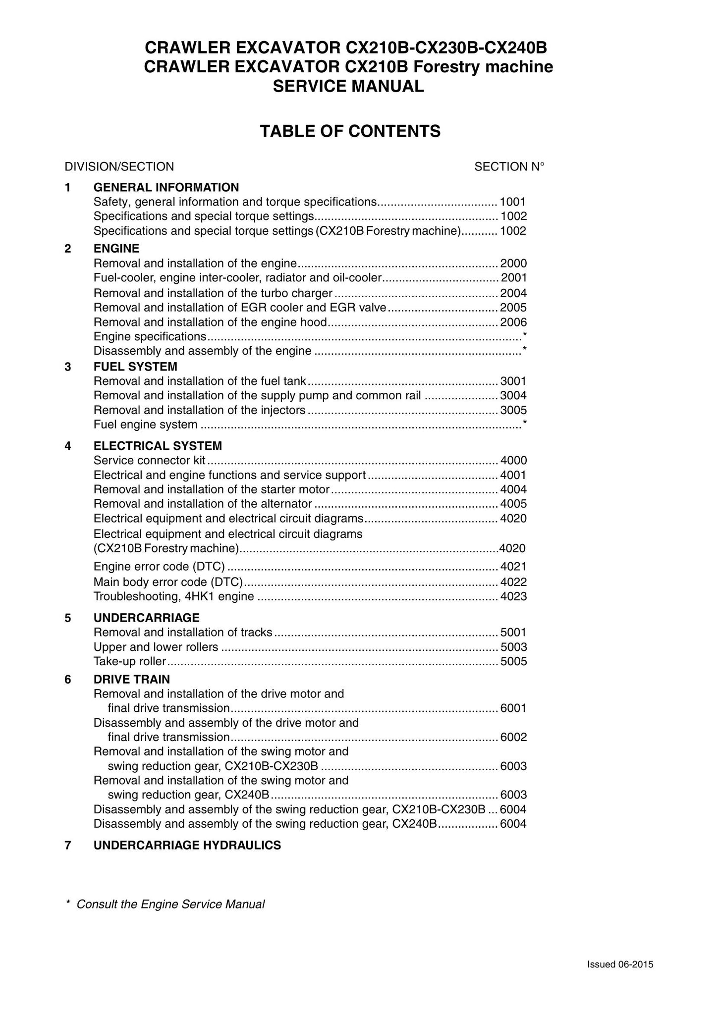 CASE CX210B CX230B CX240B CX210B Forestry Machine Crawler Excavator Factory Workshop Service Manual 47915916