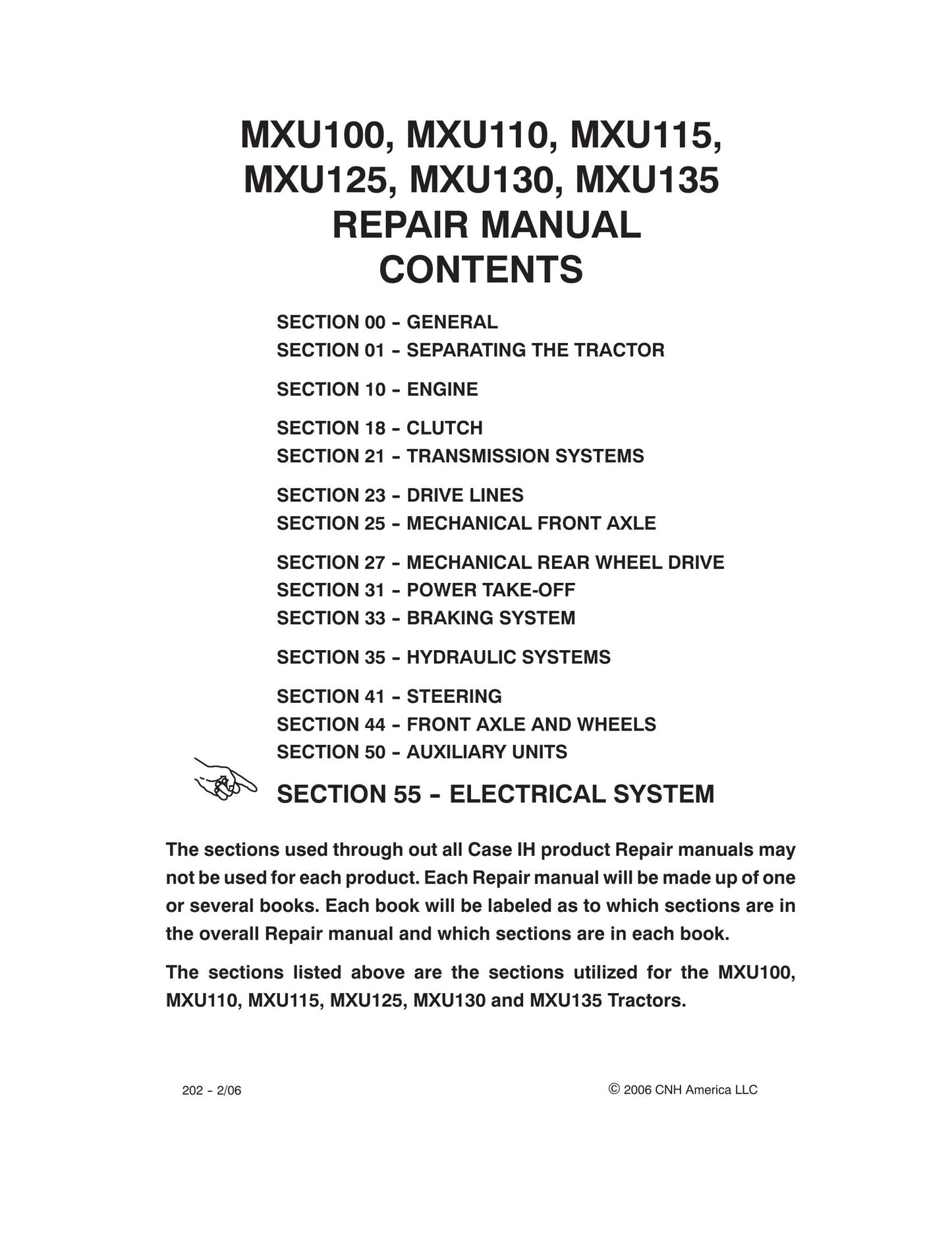 CASE MXU100 MXU110 MXU115 MXU125 MXU130 MXU135 Tractor Factory Workshop Repair Manual 87520742