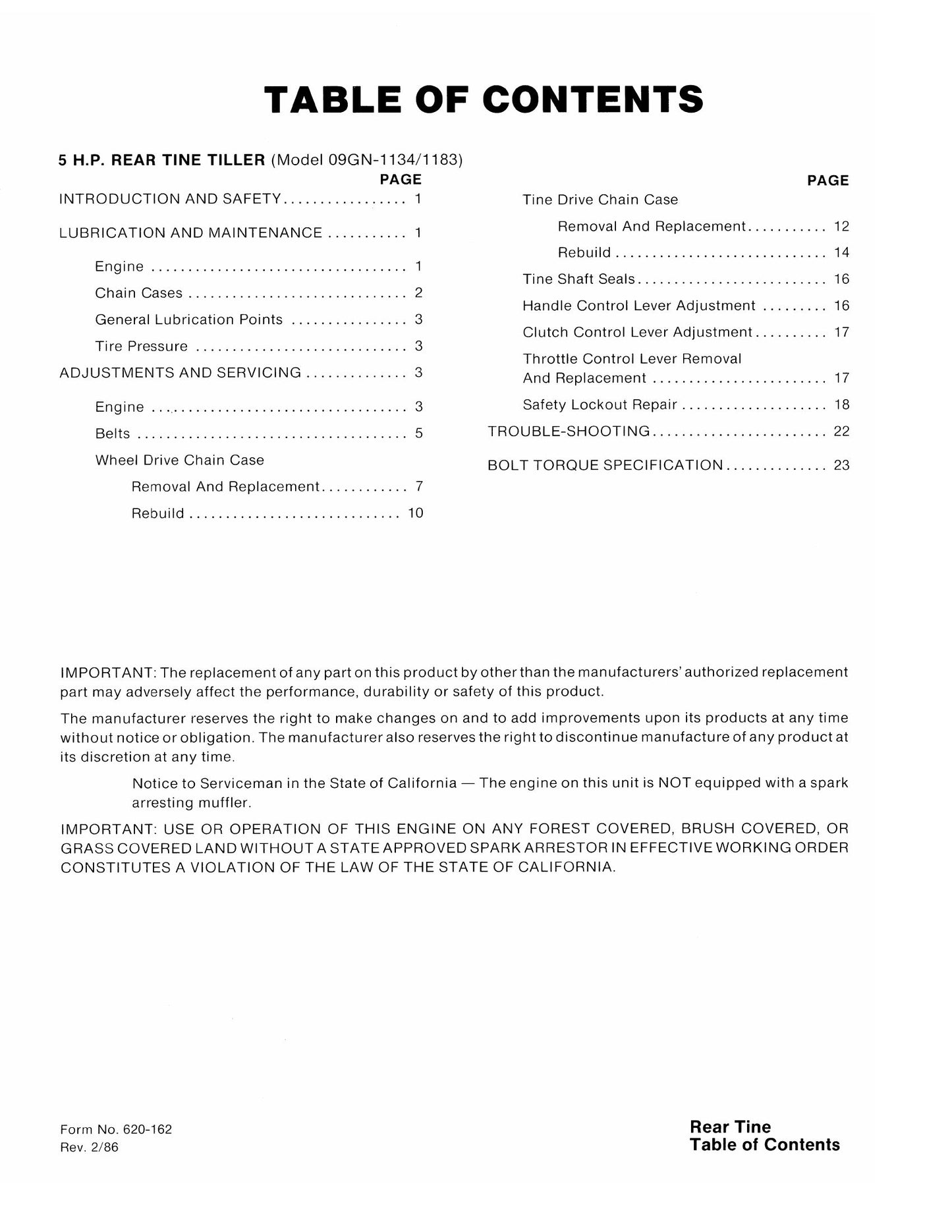 FORD 09GN-1134 Rear Tine Tiller Factory Workshop Repair Manual 40113410