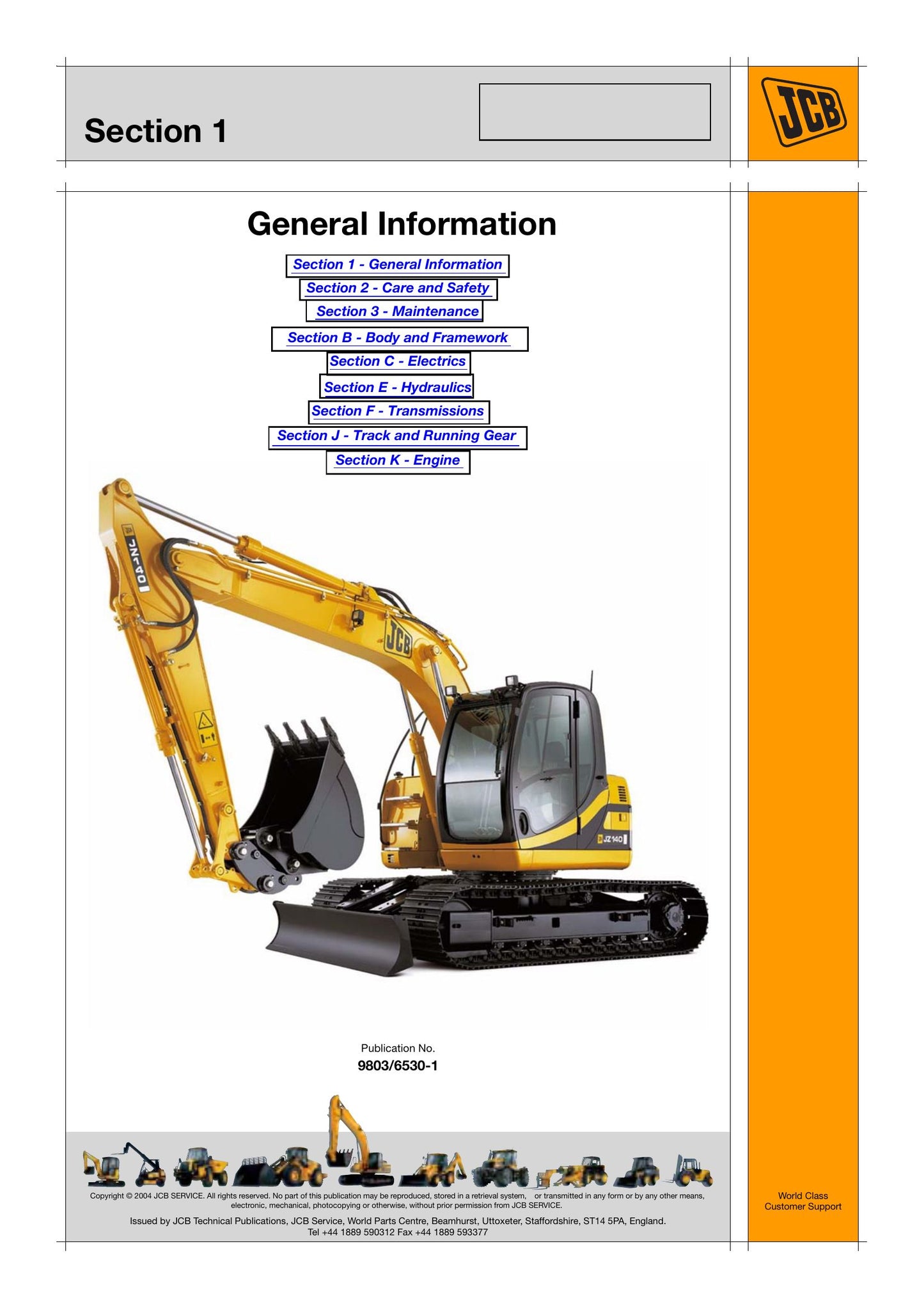 JCB JZ140 ZTS Crawler Excavator Factory Workshop Service Manual 9803/6530-1