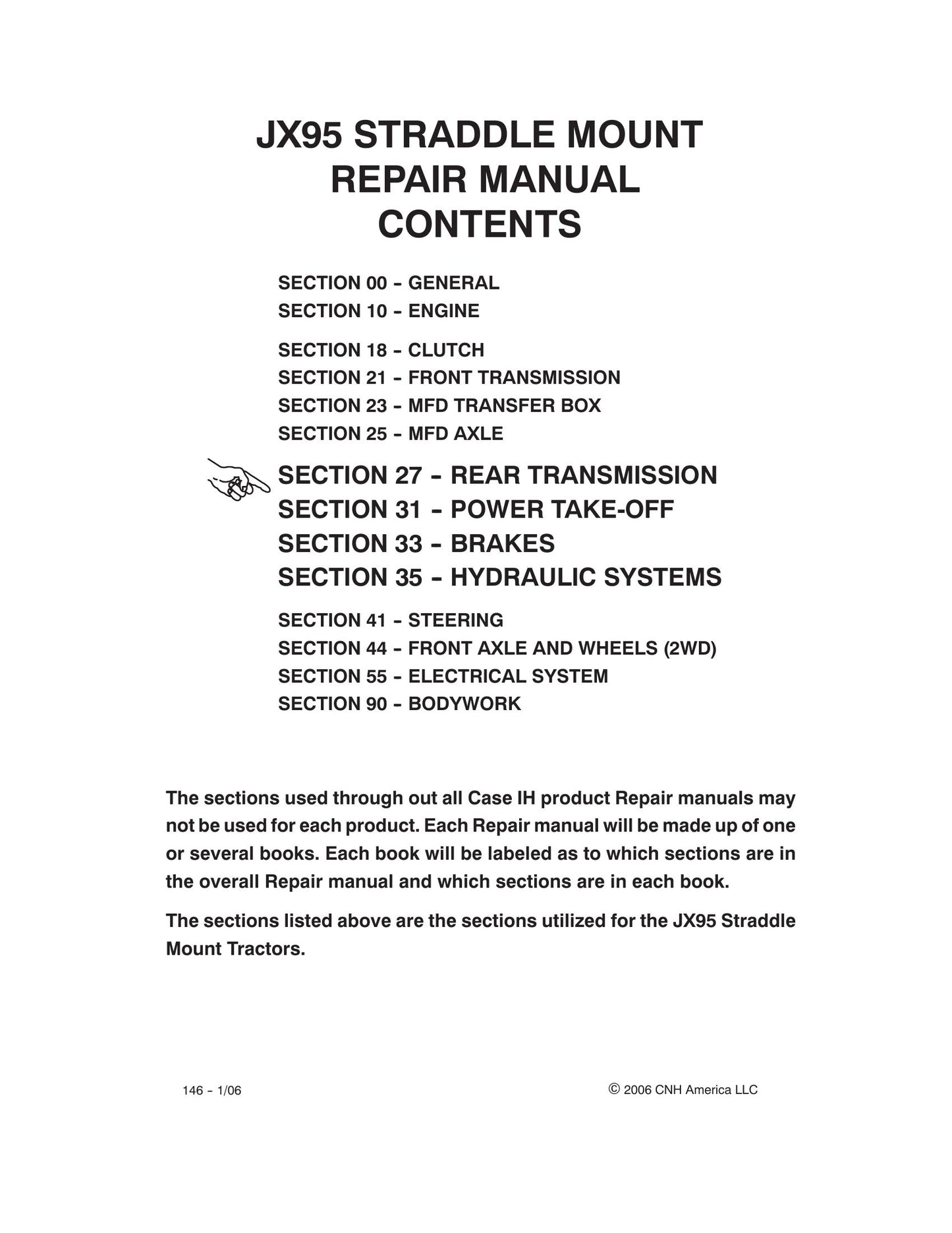 CASE JX95 Tractor Factory Workshop Repair Manual 87519322