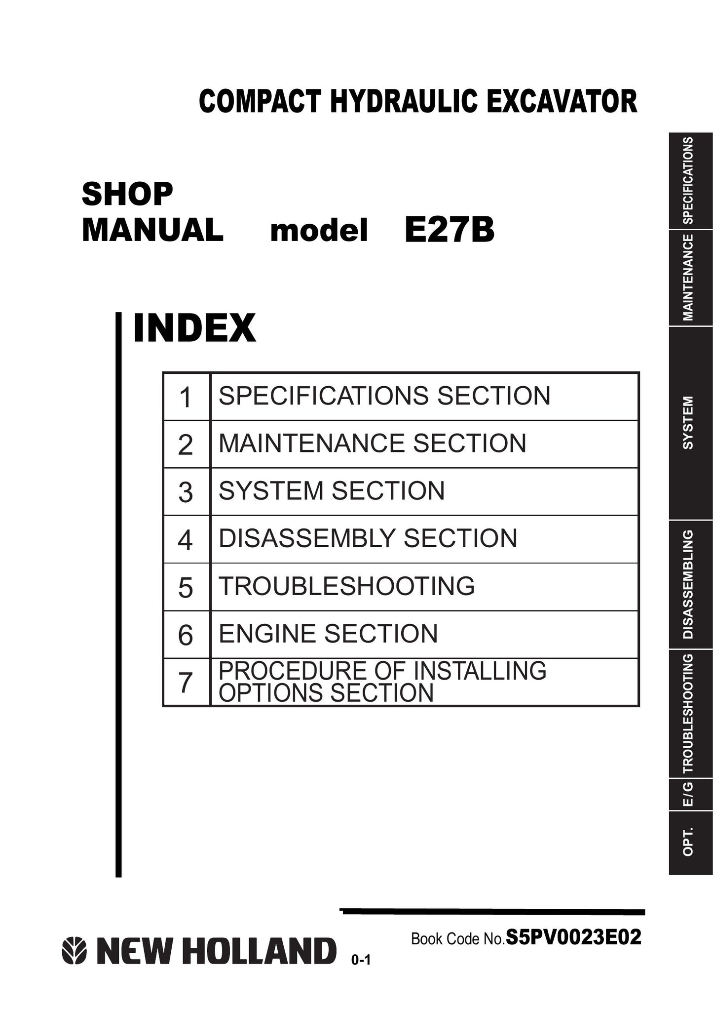 New Holland E27B Compact Hydraulic Excavator Factory Workshop Service Manual S5PV0023E02
