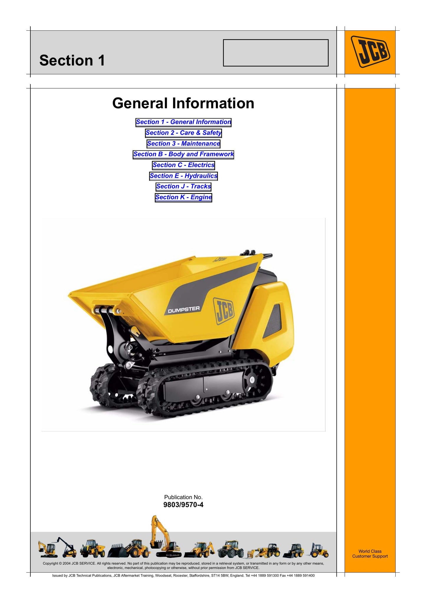 JCB HTD5 Dumpster Factory Workshop Service Manual 9803/9570-4