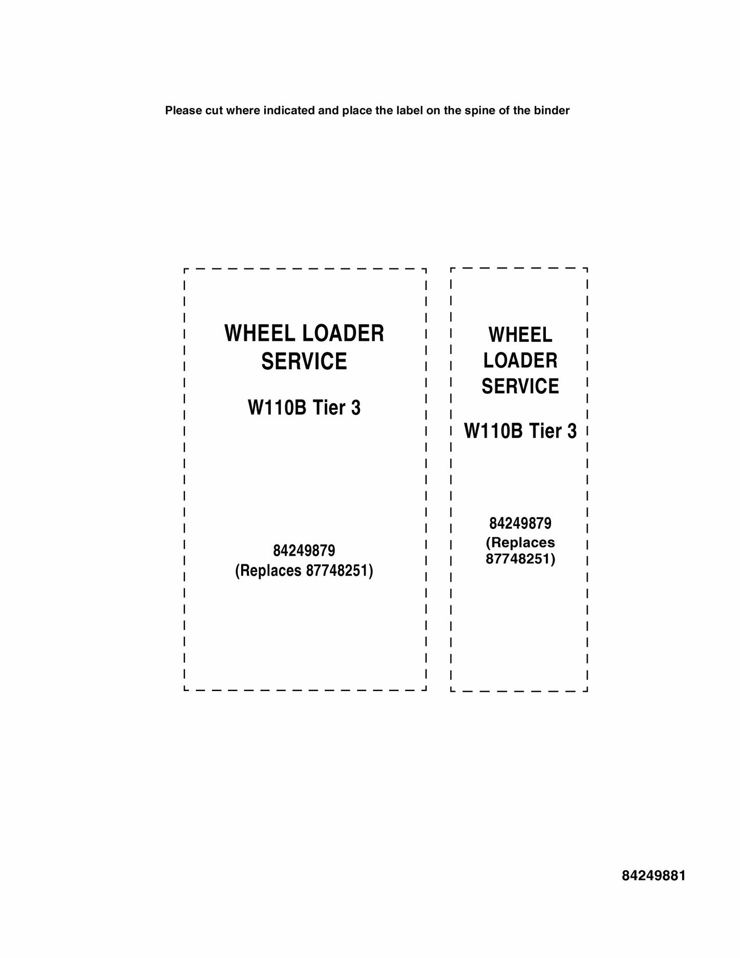 NEW HOLLAND W110B Wheel Loader Factory Workshop Service Manual 84249879