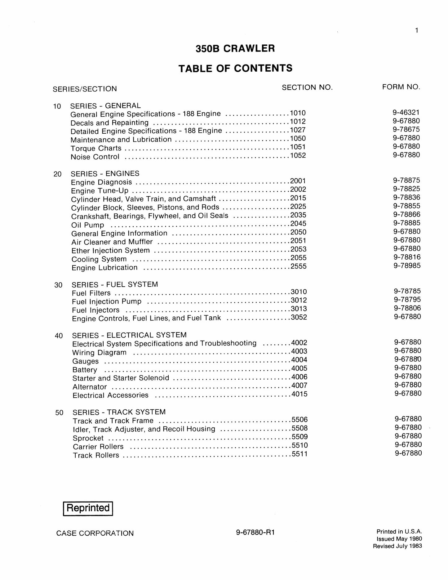 CASE 350B Crawler Factory Workshop Service Manual 9-67880
