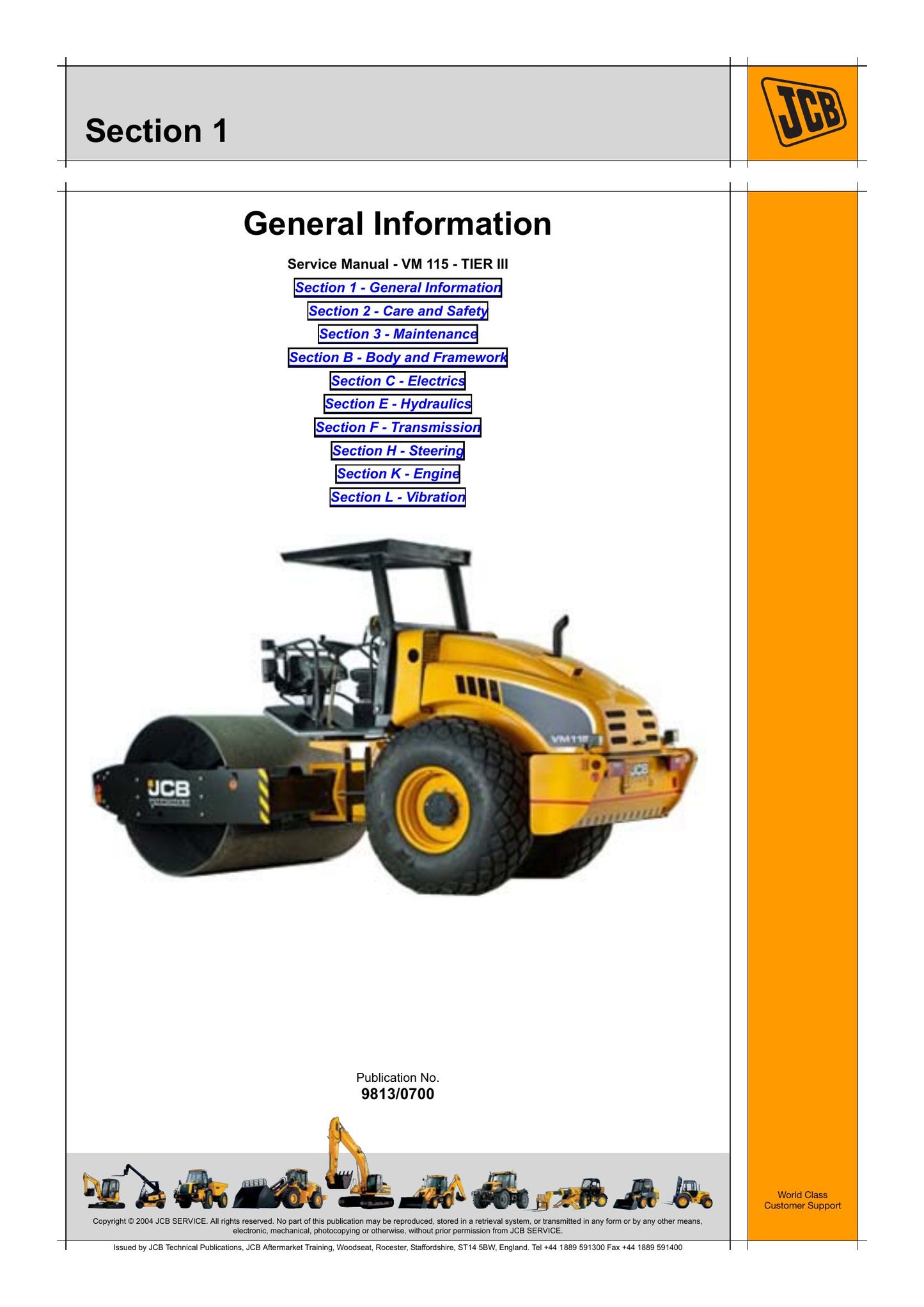 JCB VM 115 TIER III Soil Compactor Factory Workshop Service Manual 9813/0700