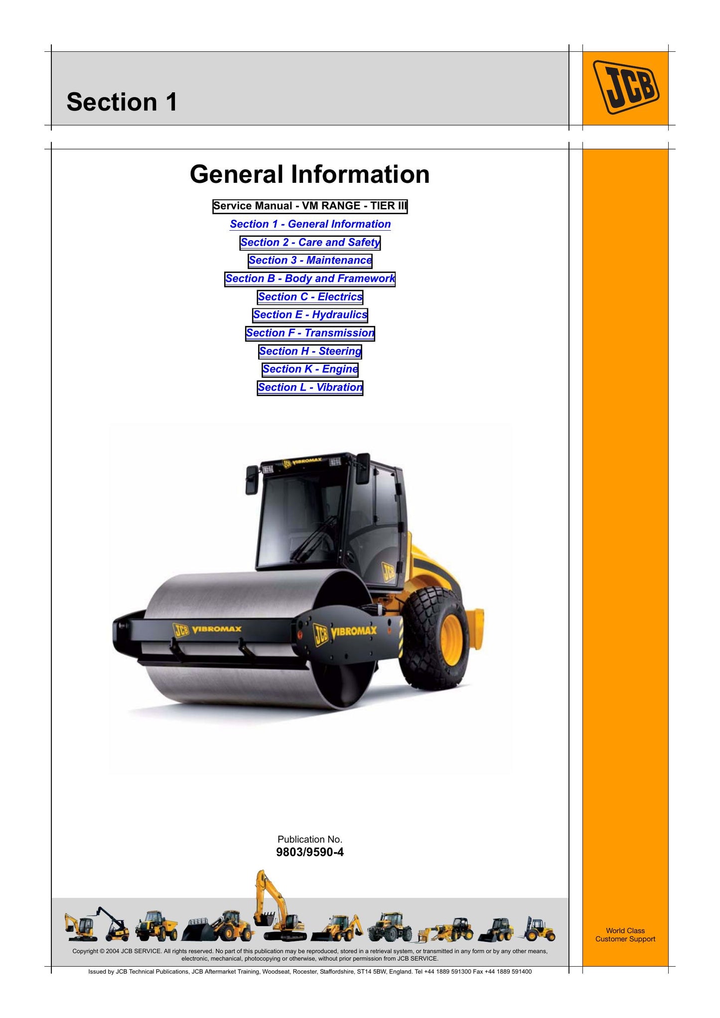 JCB VM46D/PD VM75D/PD VM115D/PD VM115HD/HPD VM132D/PD VM146D/PD VM200D/PD Soil Compactor Factory Workshop Service Manual 9803/9590