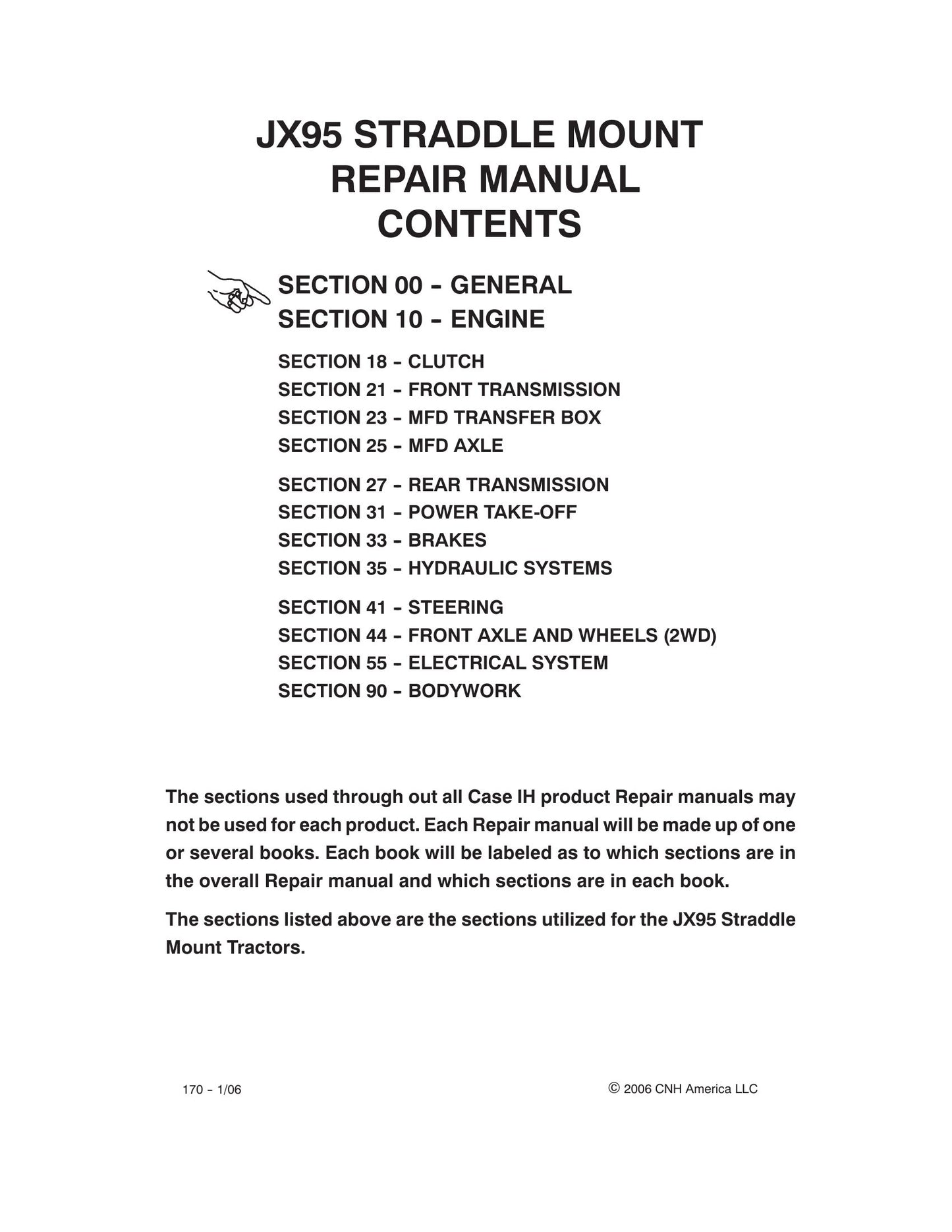 CASE JX95 Straddle Mount Tractor Factory Workshop Repair Manual 87519320