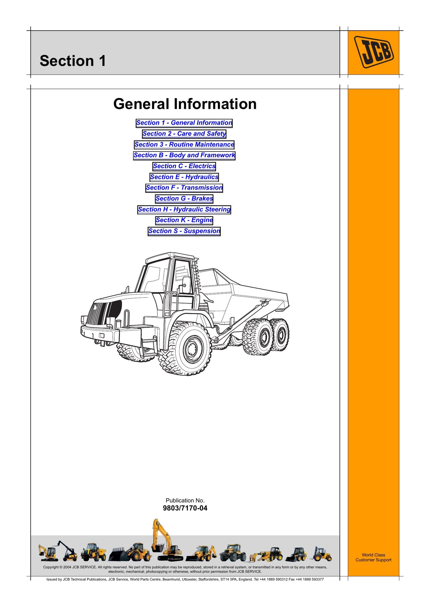 JCB 722 Articulated Dump Truck Factory Workshop Service Manual 9803/7170-07