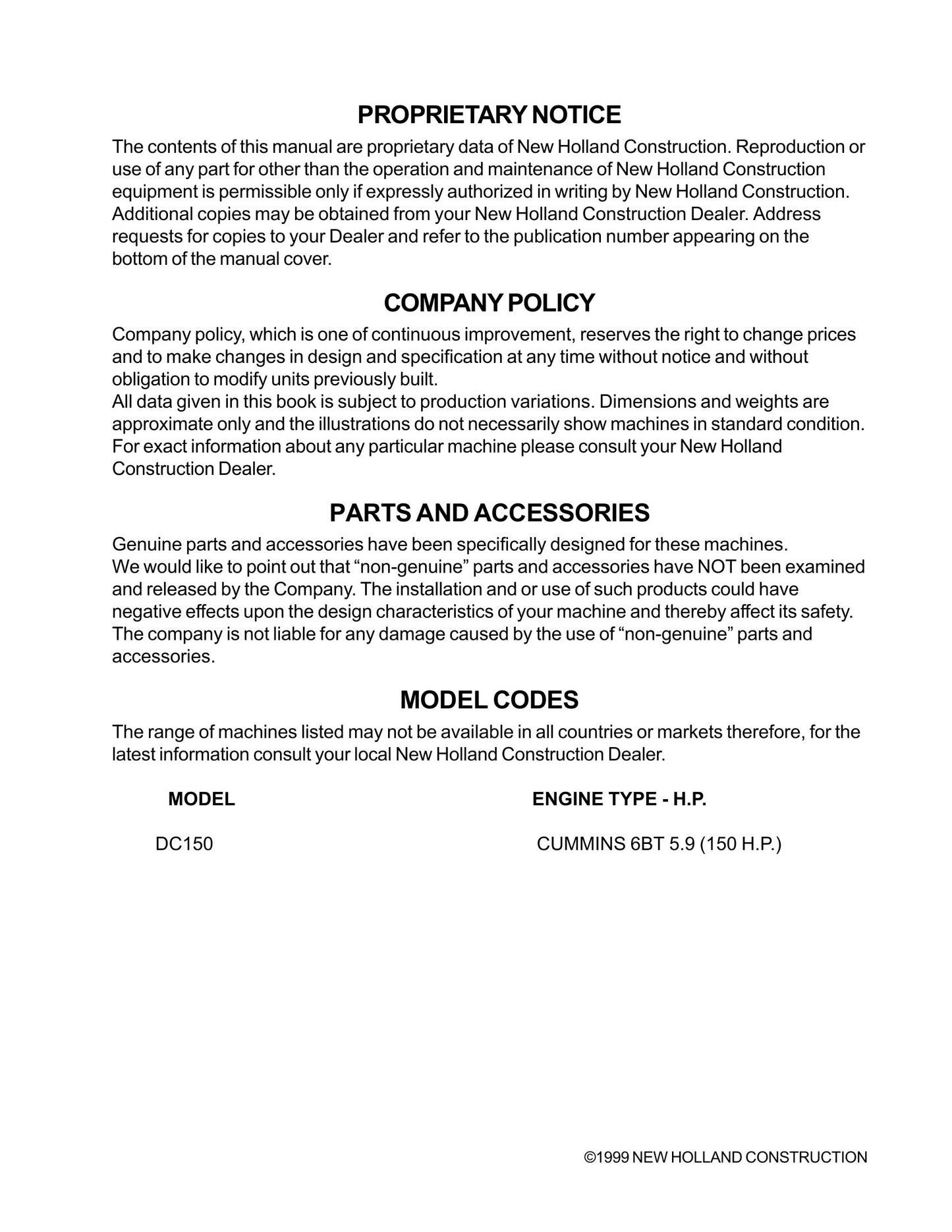 New Holland DC150 Bulldozer Factory Workshop Service Manual