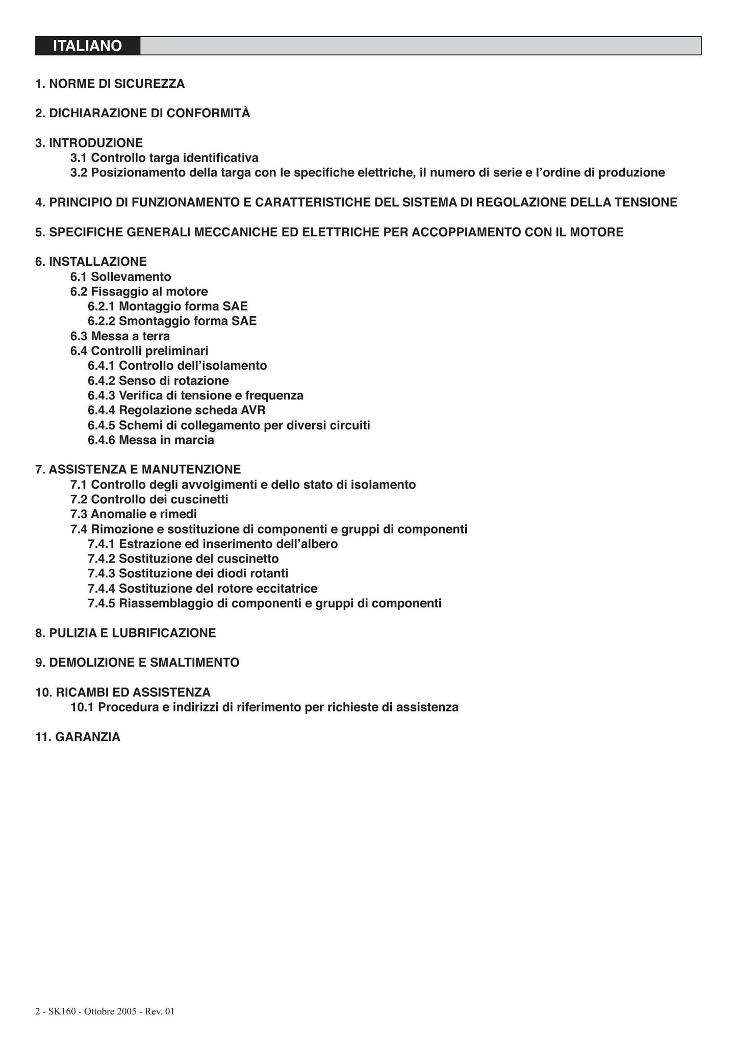 SYNCRO SK160 Alternator Use and Factory Workshop Maintenance Manual 9806-5000