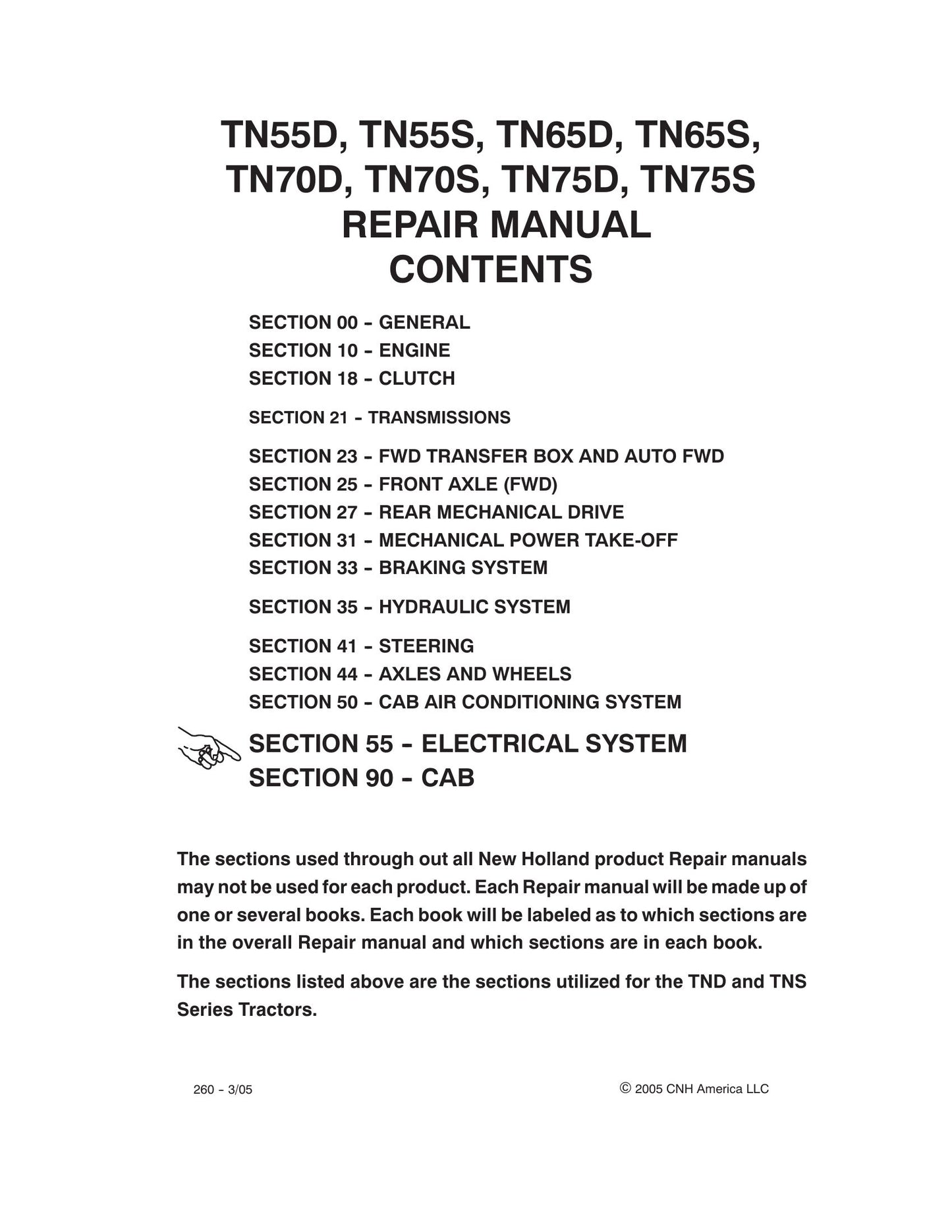 New Holland TN55D TN55S TN65D TN65S TN70D TN70S TN75D TN75S Tractor Factory Workshop Repair Manual 87059388