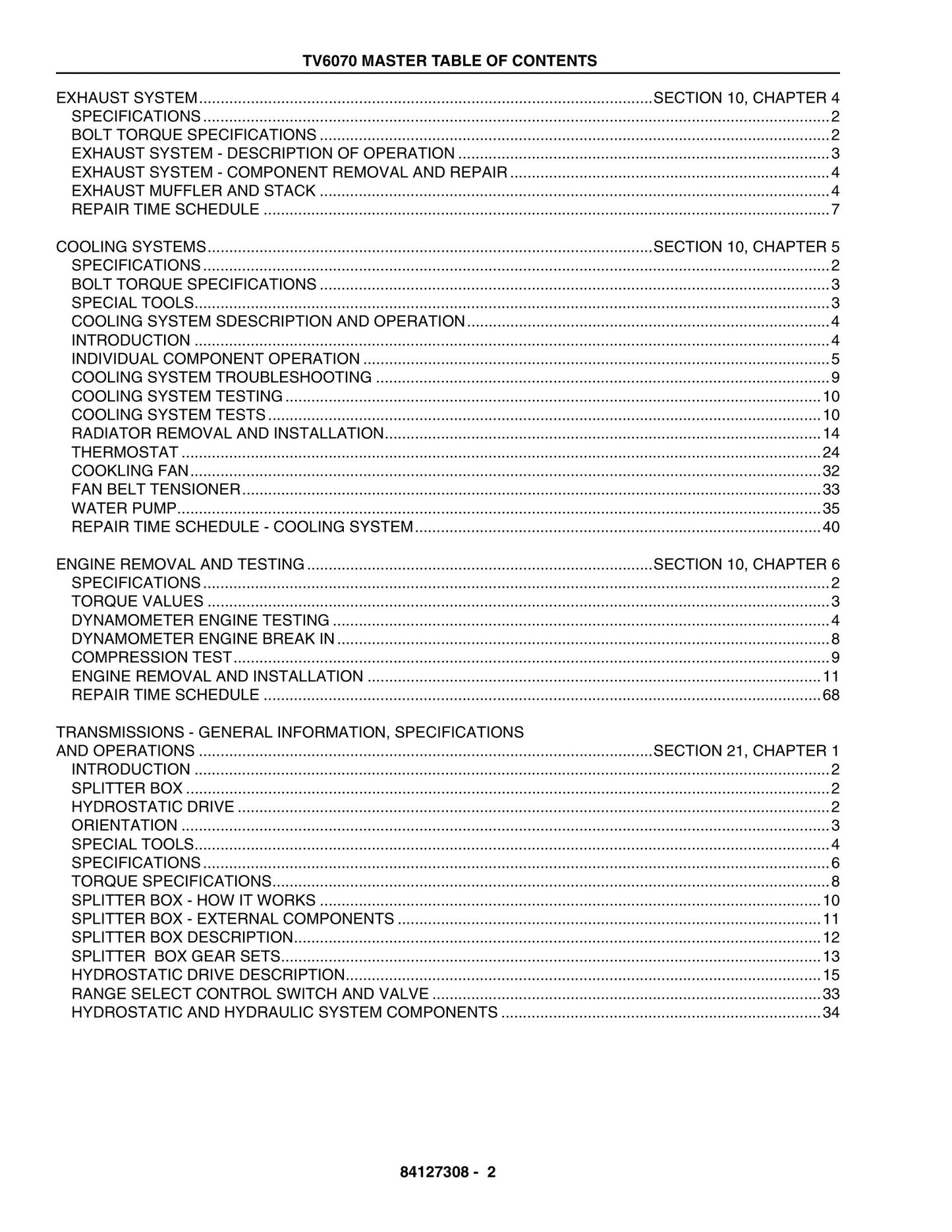 New Holland TV6070 Tractor Factory Workshop Service Manual 84127308