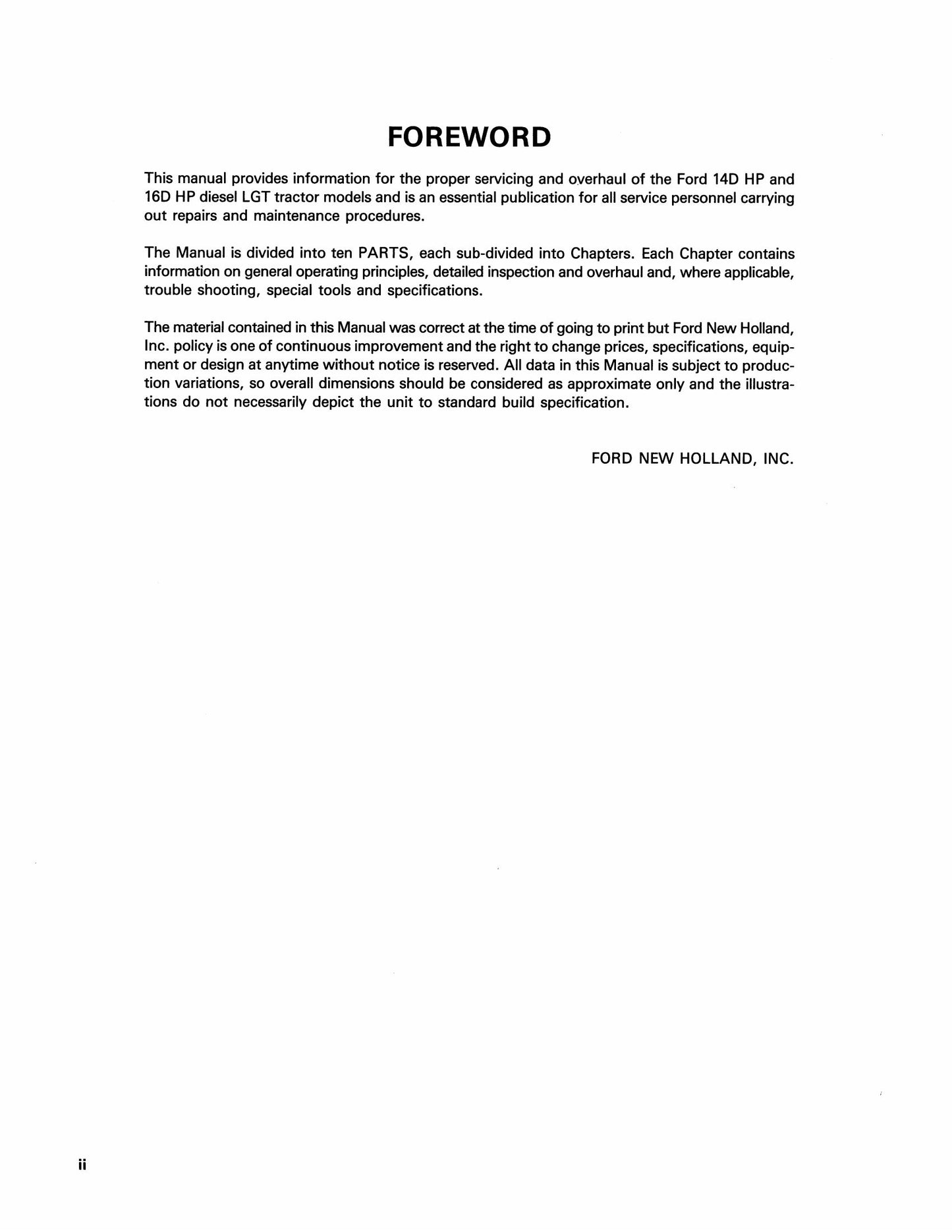 FORD LGT 14D LGT 16D Lawn and Garden Tractor Factory Workshop Service Manual 40001420