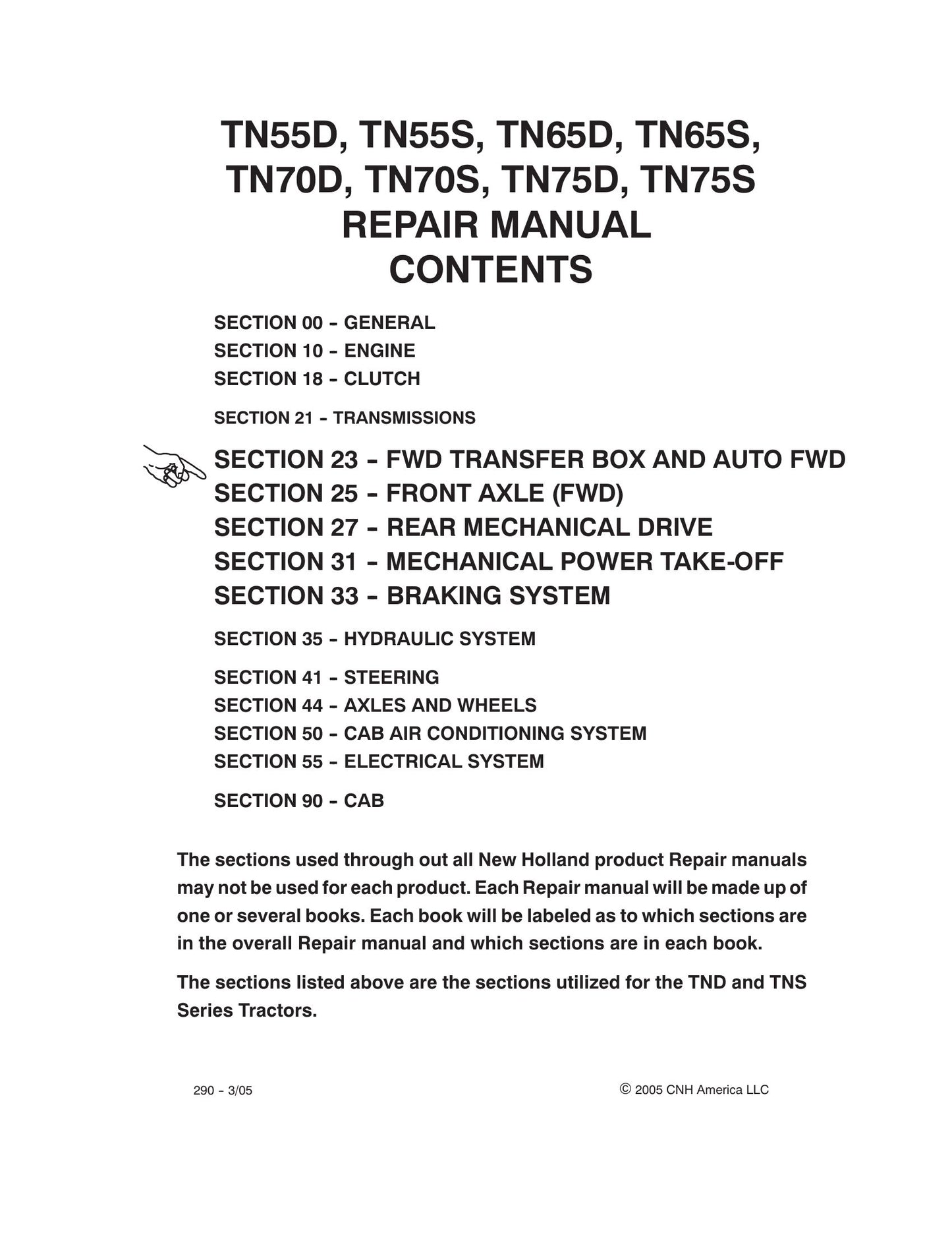 New Holland TN55D TN55S TN65D TN65S TN70D TN70S TN75D TN75S Tractor Factory Workshop Repair Manual 87059388