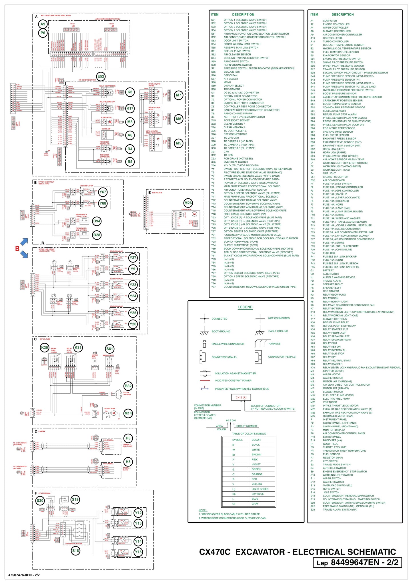 CASE CX470C Crawler Excavator Electrical Schematic Lep 84499647EN