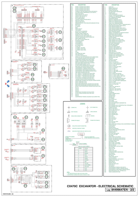 CASE CX470C Crawler Excavator Electrical Schematic Lep 84499647EN