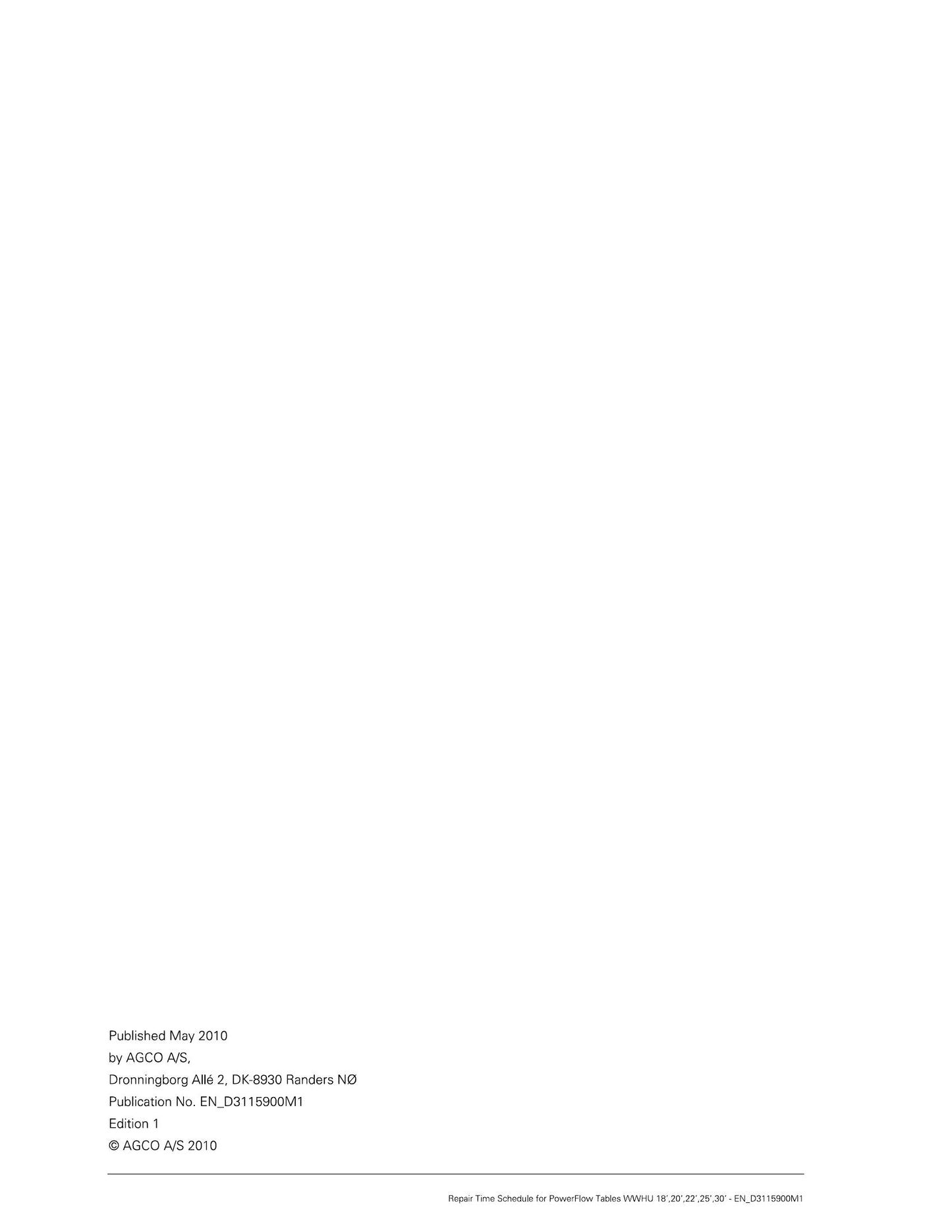 AGCO WWHU 18 20 22 25 30 PowerFlow Tables Header Repair Time Schedule EN_D3115900M1