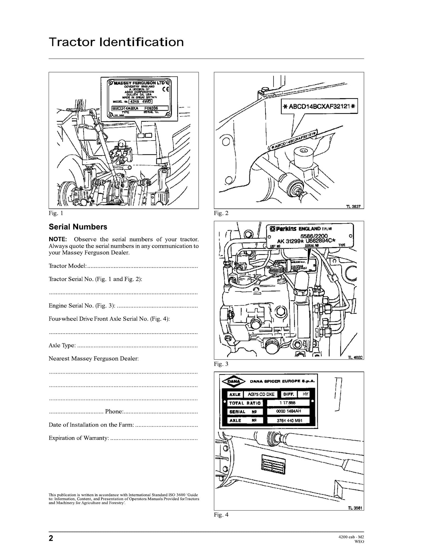 MASSEY FERGUSON 4225 4235 4245 4255 4260 4270 Cab Tractor Factory Workshop Operator Manual 1857 230 M2