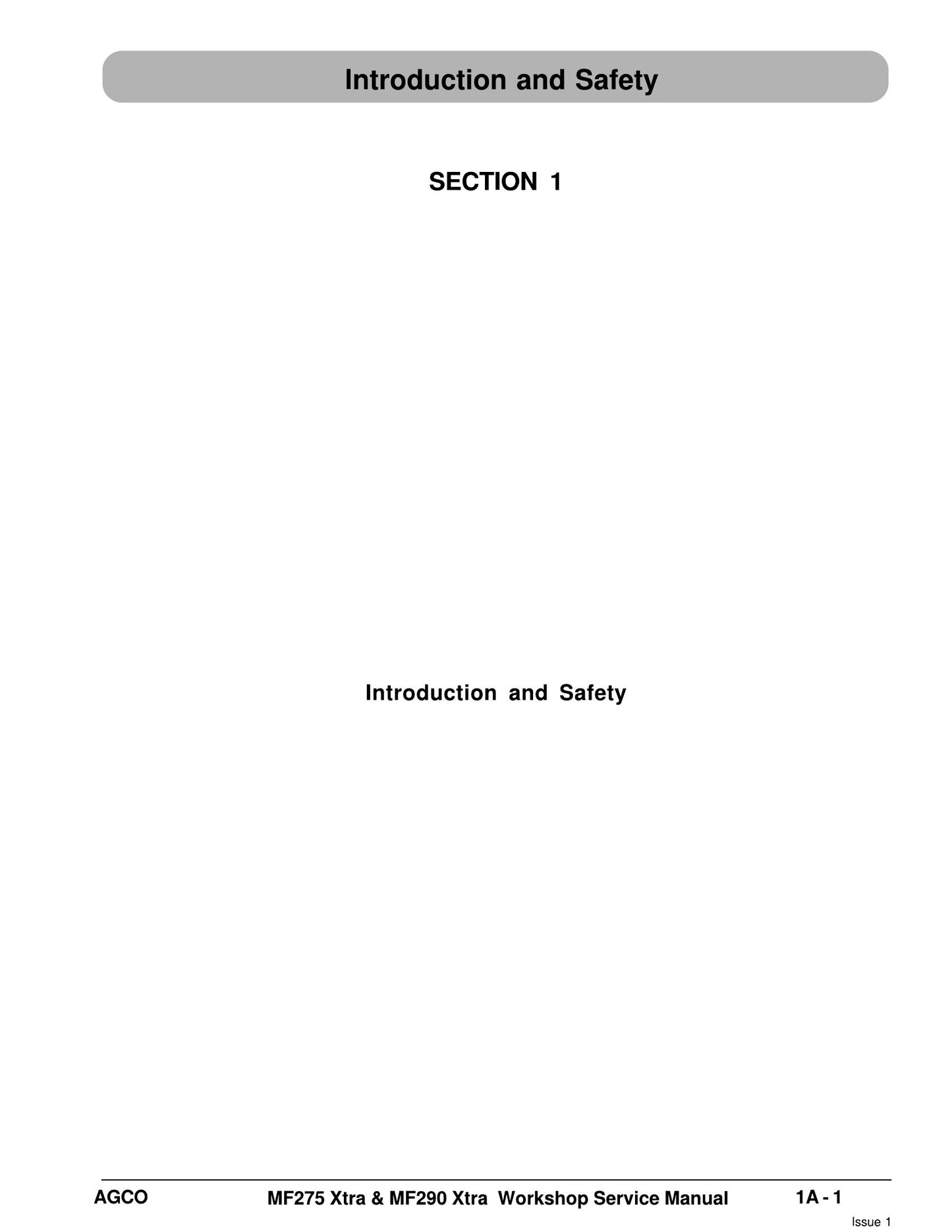 MASSEY FERGUSON 275 290 Tractor Workshop Factory Workshop Service Manual