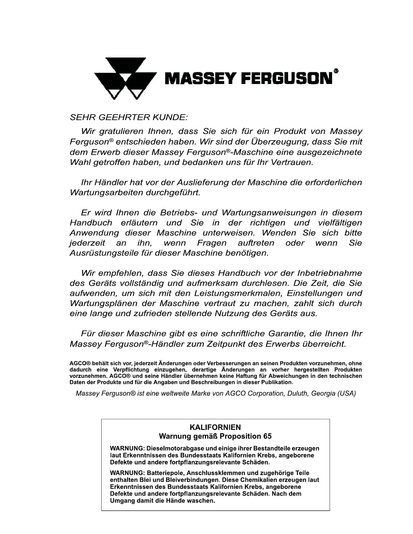 MASSEY FERGUSON 9005 9895 CE Combine Harvester Factory Workshop Operator Manual (DE)