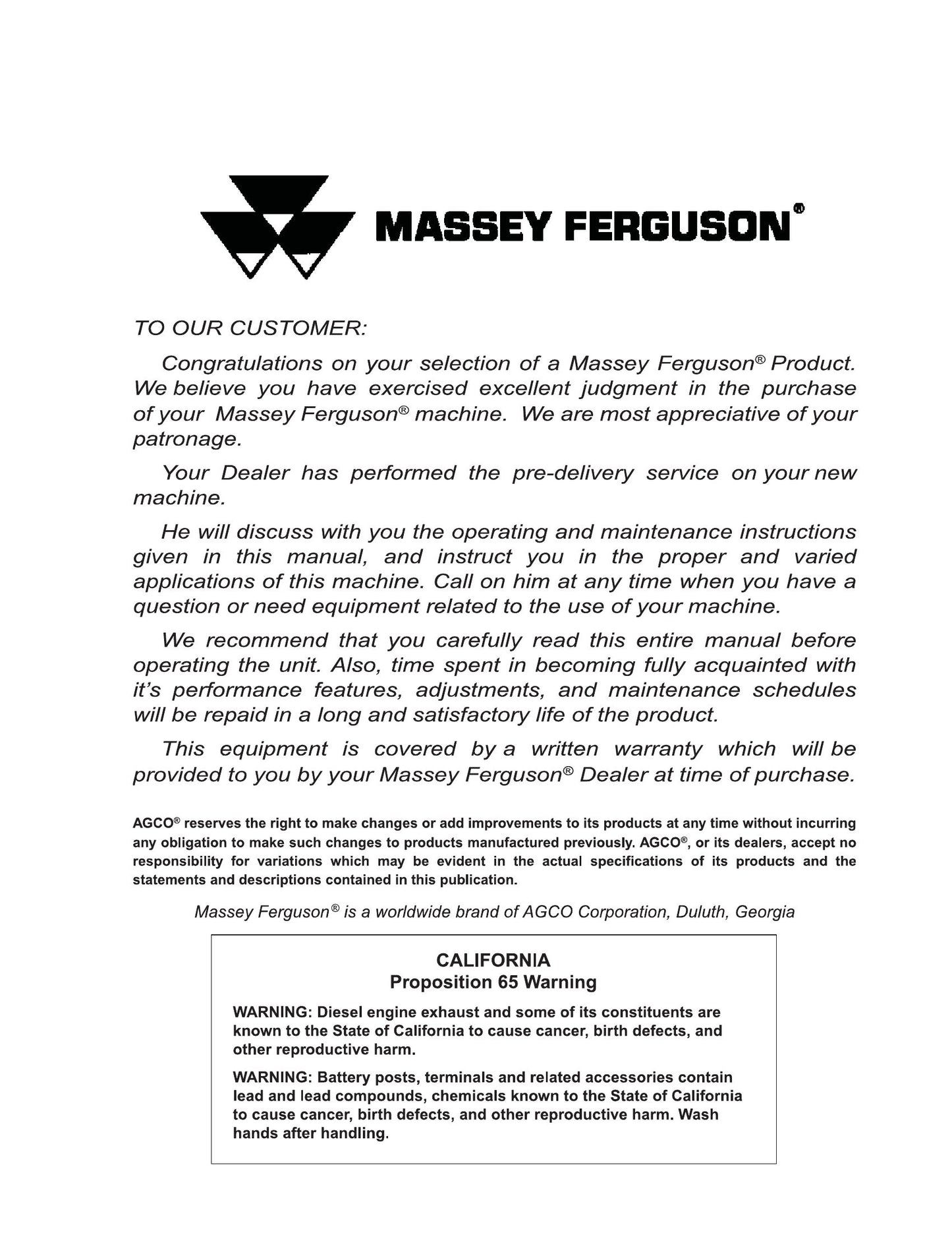 MASSEY FERGUSON MF 4000 Series Disc Ripper Factory Workshop Operator Manual