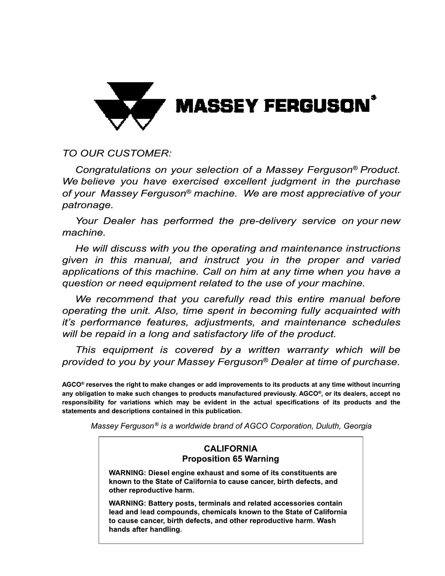 MASSEY FERGUSON MF 9200 9250 Combine Header Factory Workshop Operator Manual (EN)