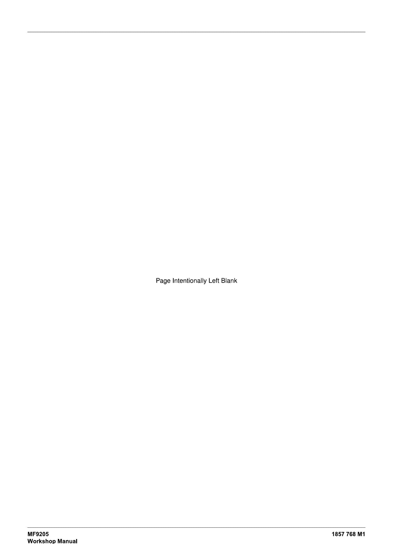 MASSEY FERGUSON MF9205 Wheel Loader Workshop Manual 1857768M1