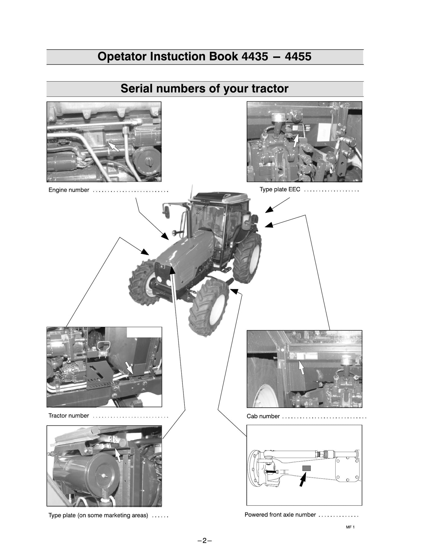 MASSEY FERGUSON 4435 4445 4455 Tractor Factory Workshop Operator Manual