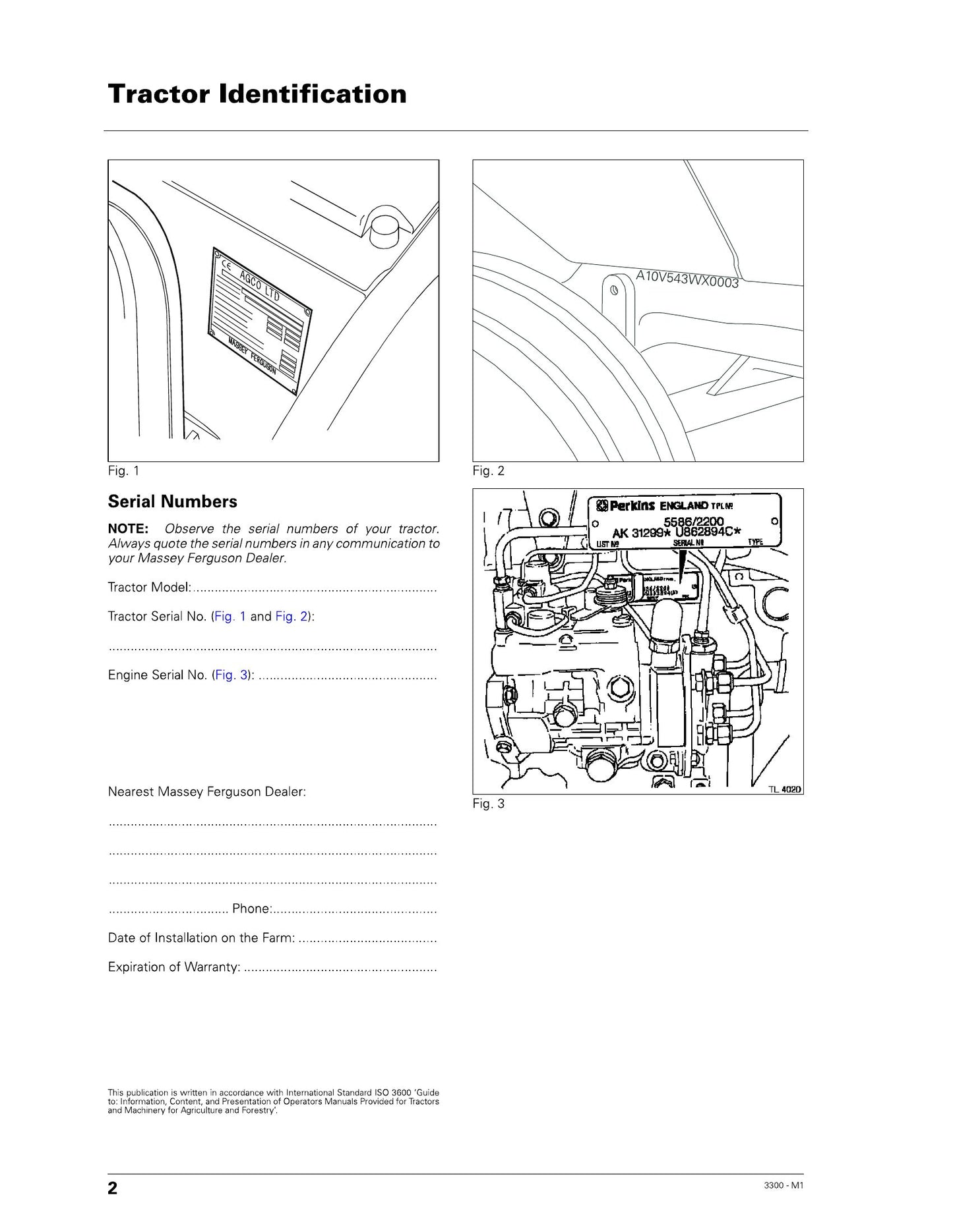 AGCO 3315 3325 3330 3340 3350 3355 Tractor Operator Instruction Book