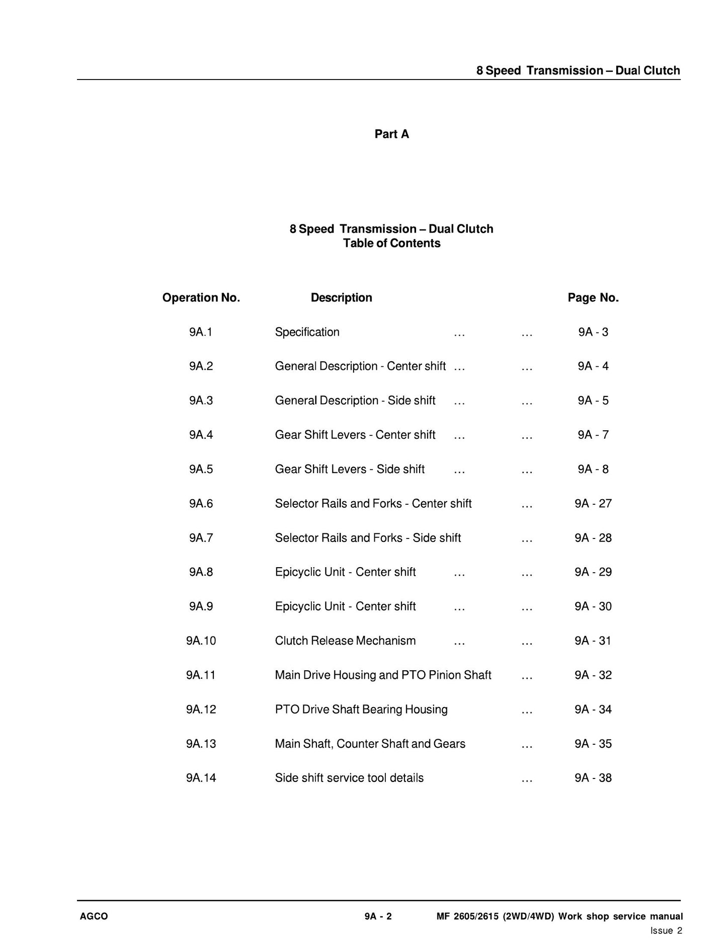 AGCO MF 2605 MF 2615 (2WD/4WD) Tractor Workshop Factory Workshop Service Manual