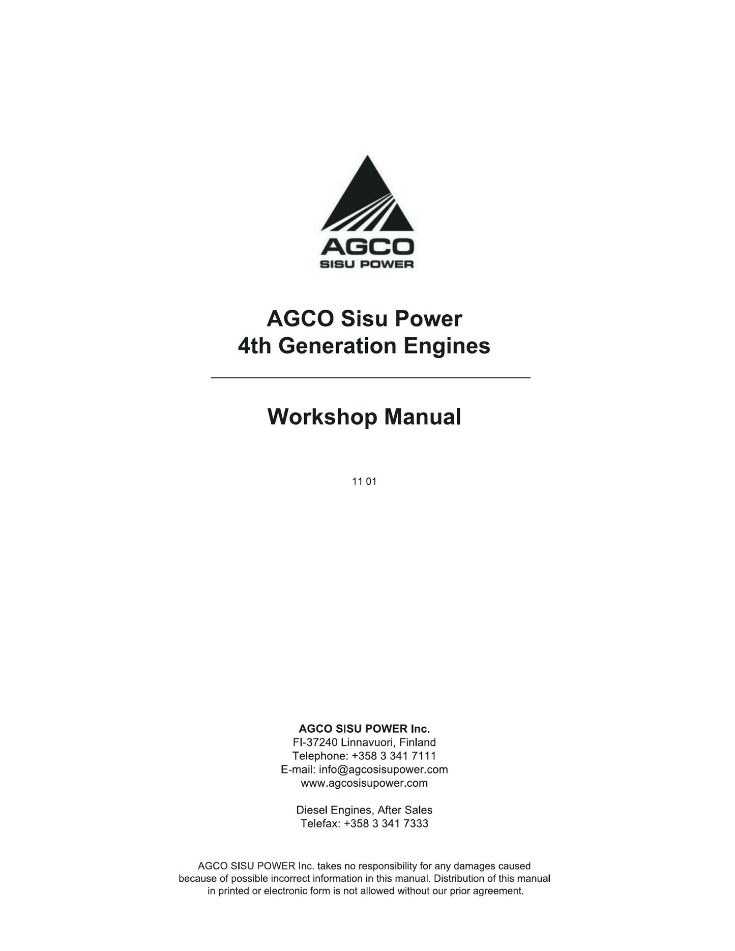 AGCO SISU POWER 4th Generation Engines Engine Workshop Manual 8370 79492