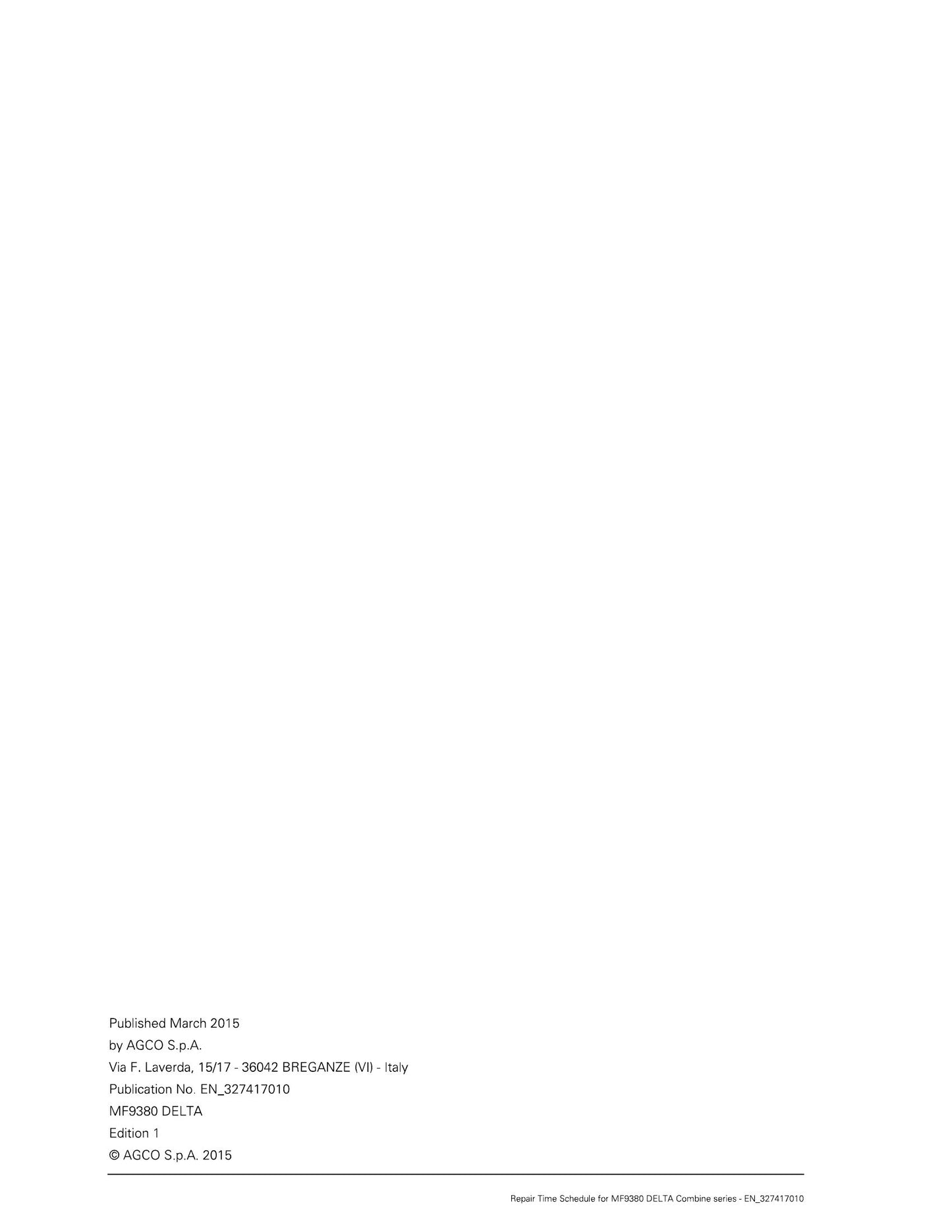 MASSEY FERGUSON MF9380 DELTA Combine Harvester Repair Time Schedule EN_327417010