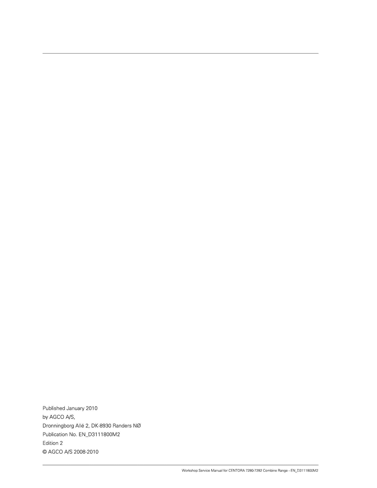 AGCO CENTORA 7280 CENTORA 7282 Combine Harvester Factory Workshop Service Manual EN_D3111800M2