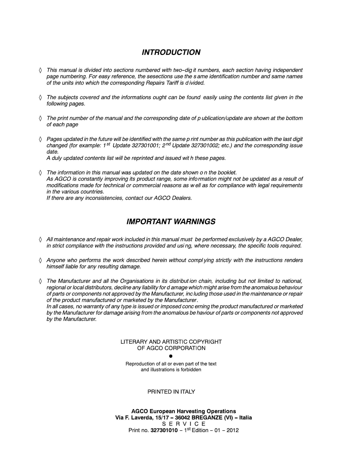 MASSEY FERGUSON BETA 7360 BETA 7360PL BETA 7370 BETA 7370PL Combine Harvester Factory Workshop Service Manual 327301010