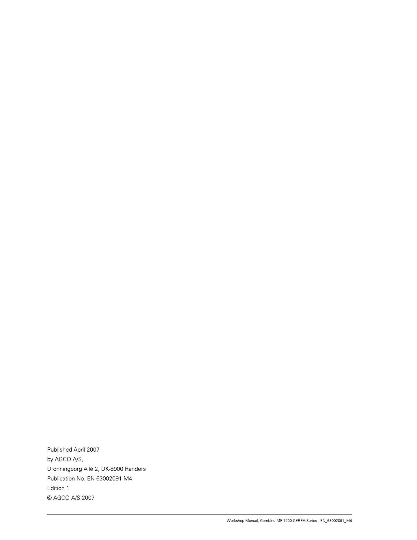 MASSEY FERGUSON 7200 Combine Workshop Manual EN.63002091_M4