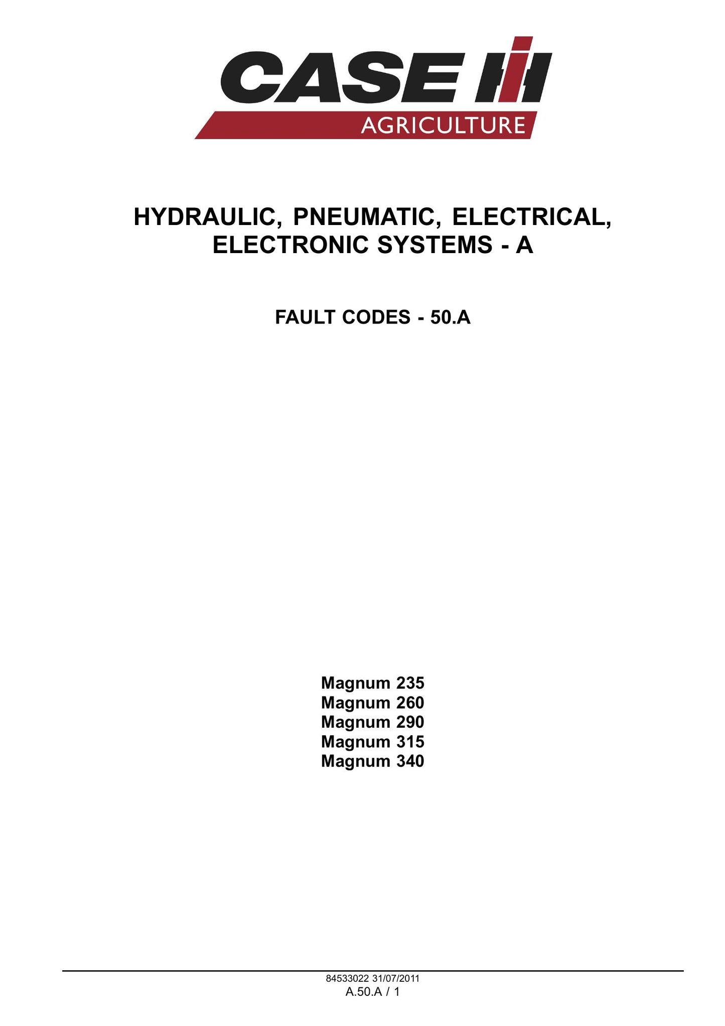 CASE MAGNUM 235 MAGNUM 260 MAGNUM 290 MAGNUM 315 MAGNUM 340 Tractor Factory Workshop Service Manual 84494804