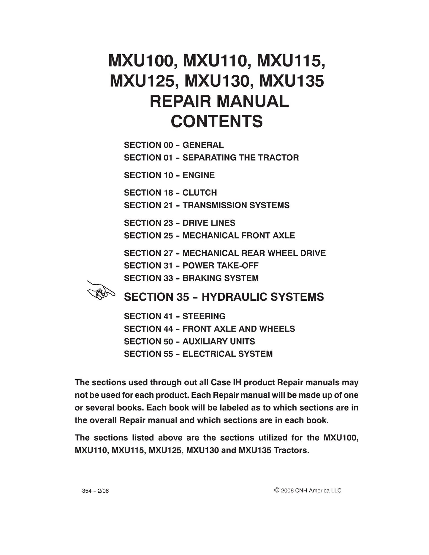 CASE MXU100 MXU110 MXU115 MXU125 MXU130 MXU135 Tractor Factory Workshop Repair Manual 87520742