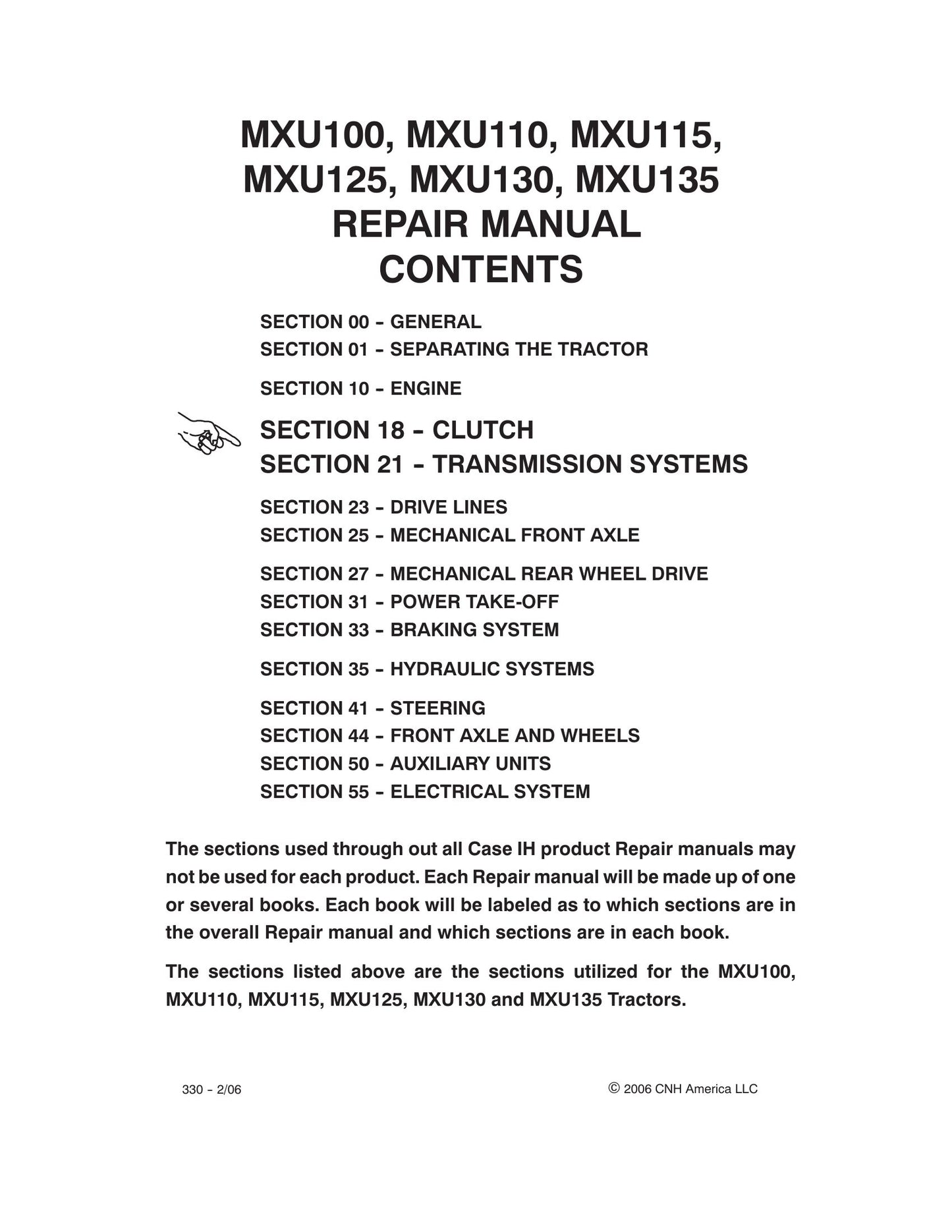CASE IH MXU100 MXU110 MXU115 MXU125 MXU130 MXU135 Tractor Factory Workshop Repair Manual