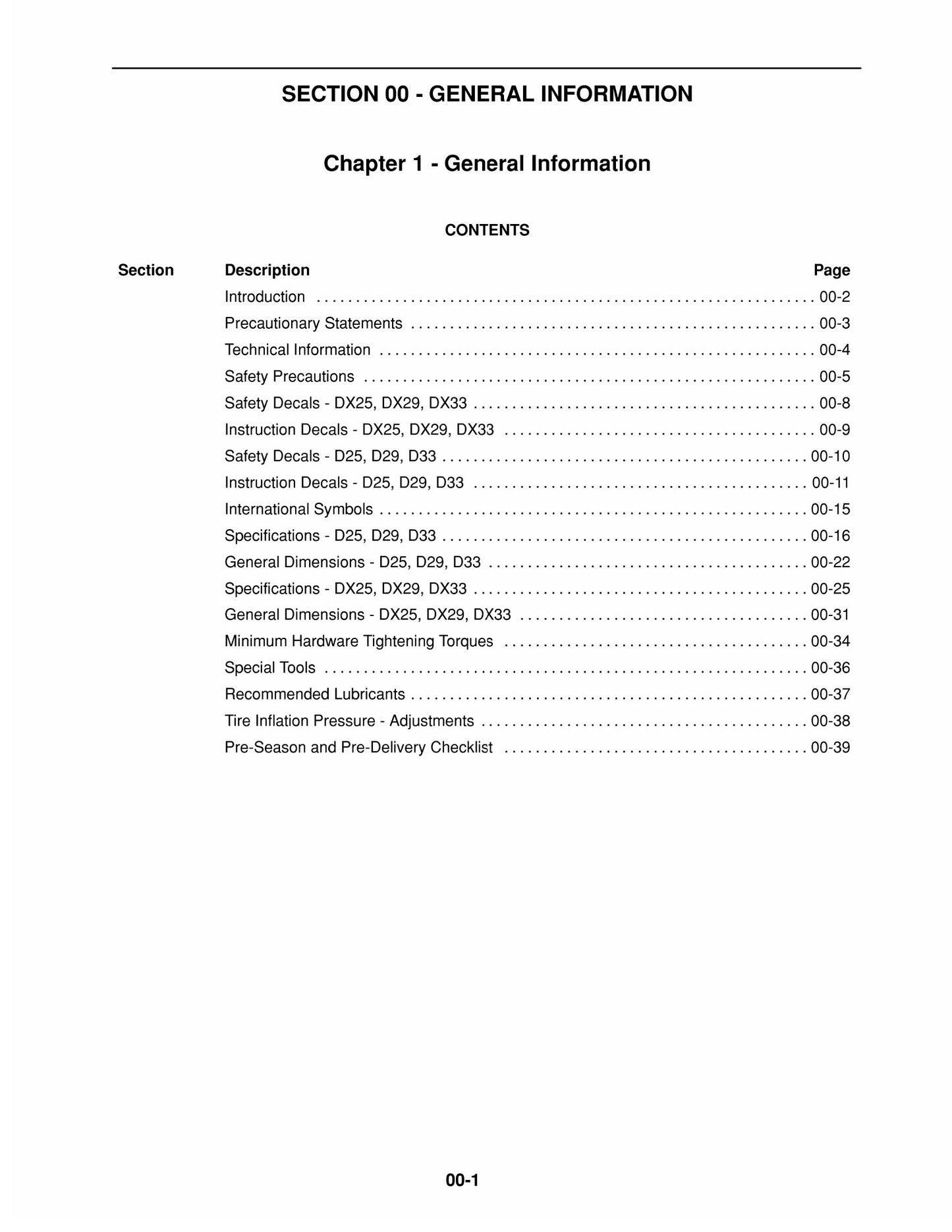 TYM D25 DX25 D29 DX29 D33 DX33 Tractor Factory Workshop Service Manual