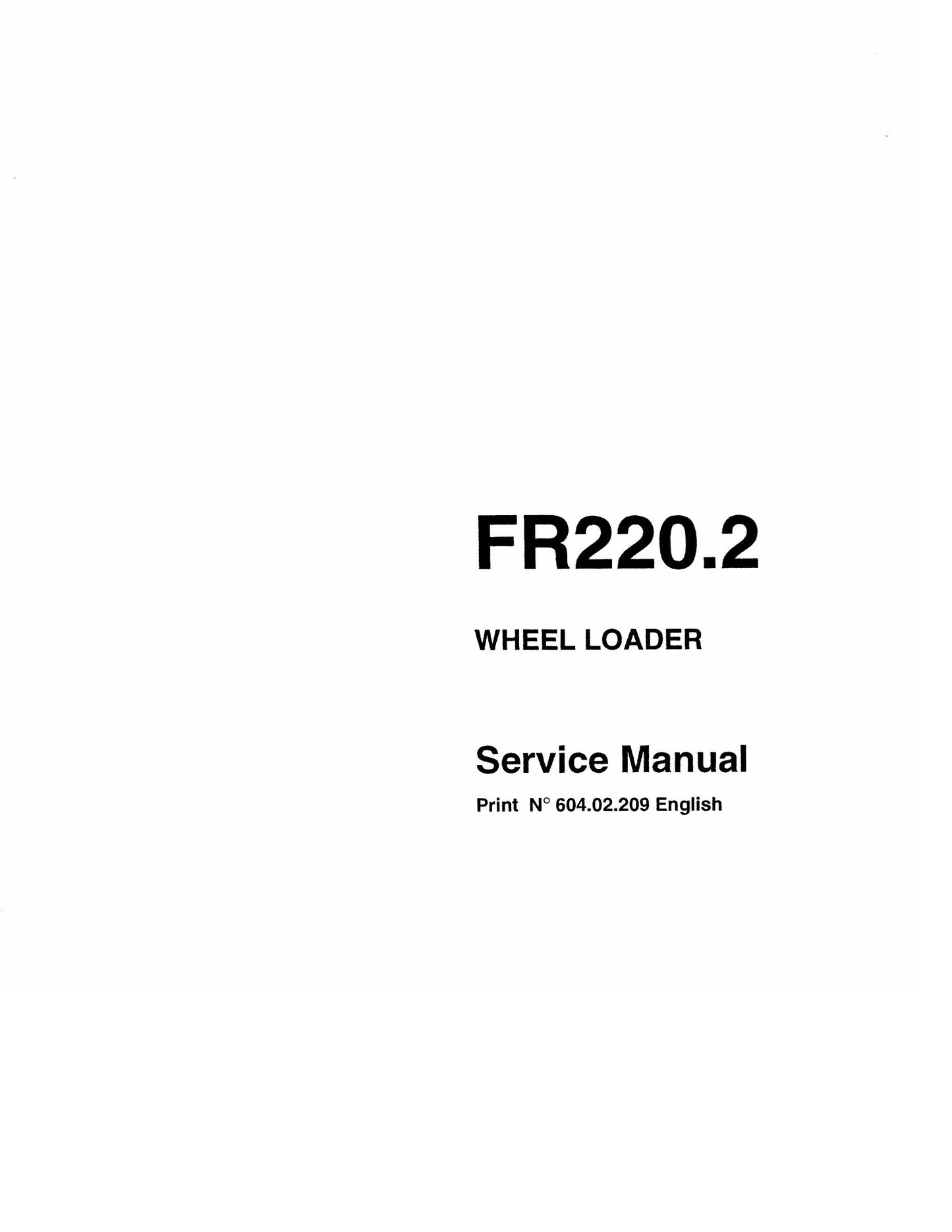 FIATALLIS FR220.2 Wheel Loader Factory Workshop Service Manual