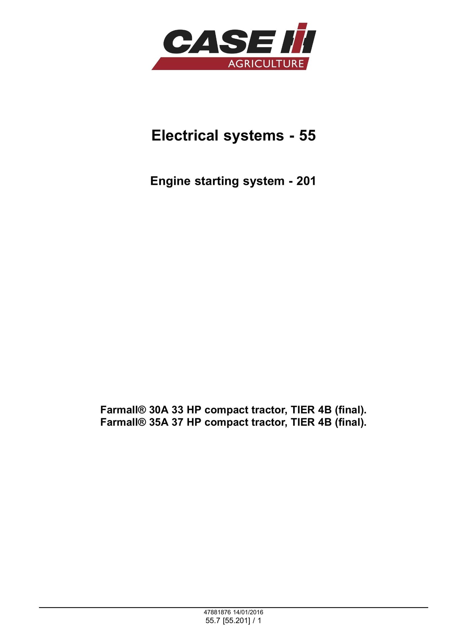 CASE FARMALL 30A FARMALL 35A Compact Tractor Factory Workshop Service Manual 47956047