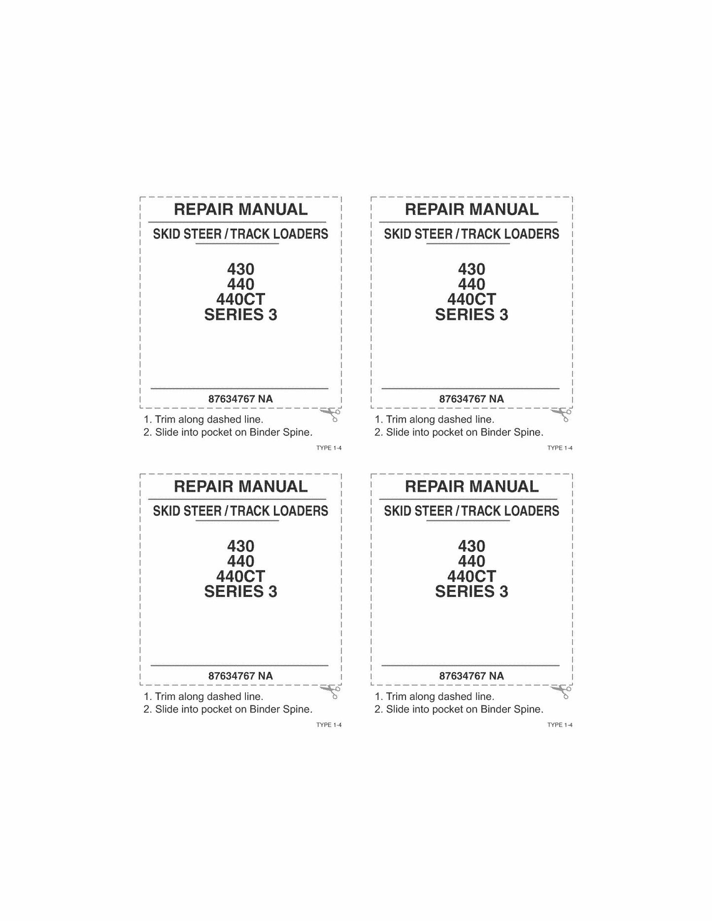 CASE 430 440 440CT Skid Steer Loader Factory Workshop Repair Manual 87634767 NA