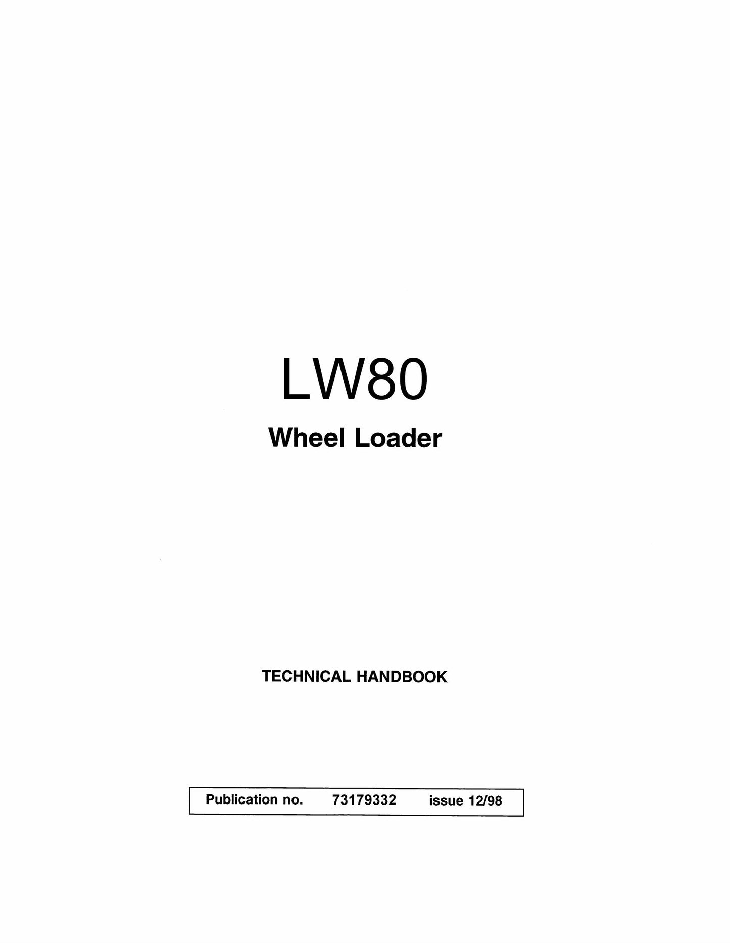 New Holland LW80 Wheel Loader Factory Workshop Service Manual 73179332